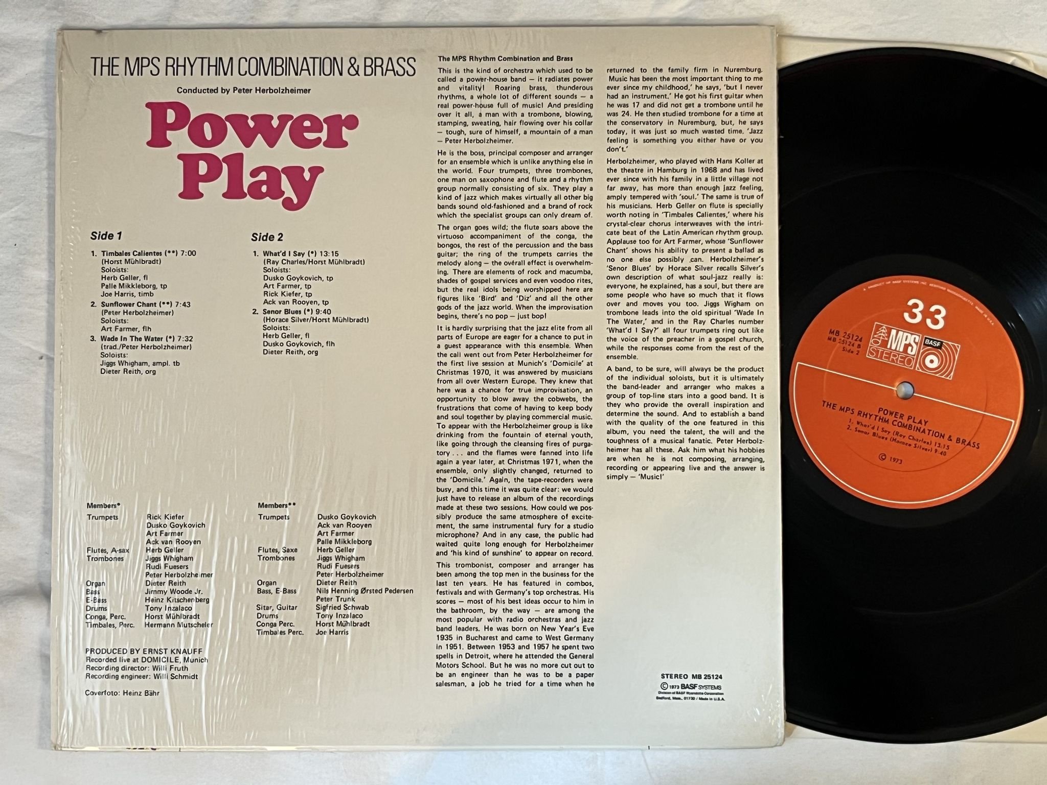 Omslagsbild för skivan MPS RHYTHM COMBINATION & BRASS power play LP -73 MPS MB 25124 ** jazz-funk **
