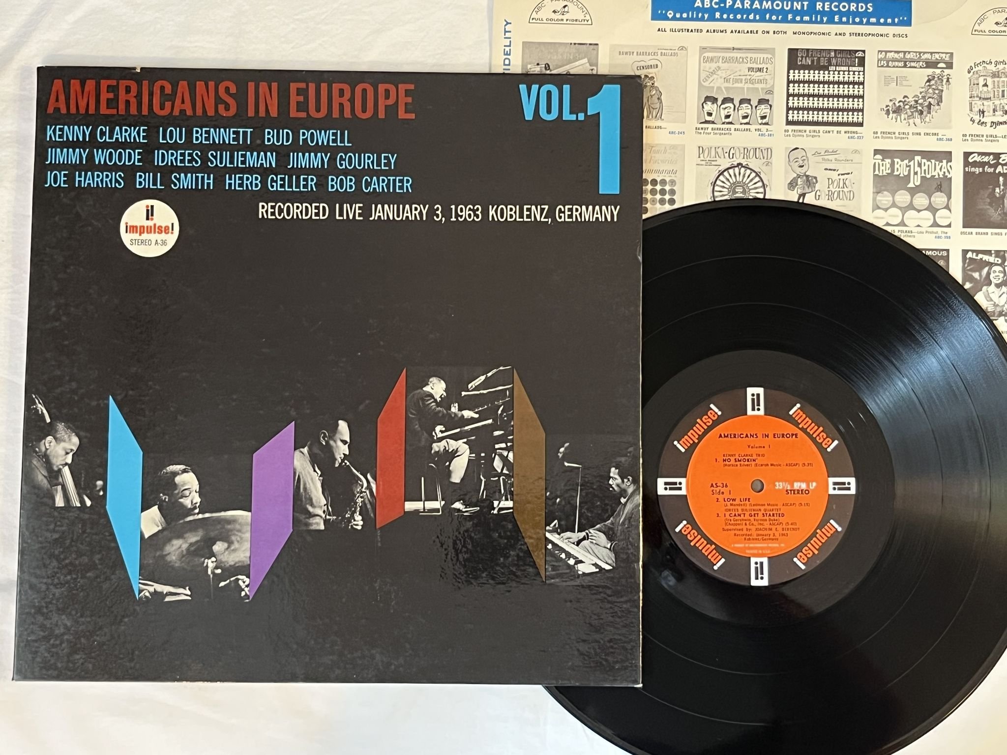 Omslagsbild för skivan KENNY CLARKE + more - Americans in Europe Vol.1 LP -63 US IMPULSE AS-36