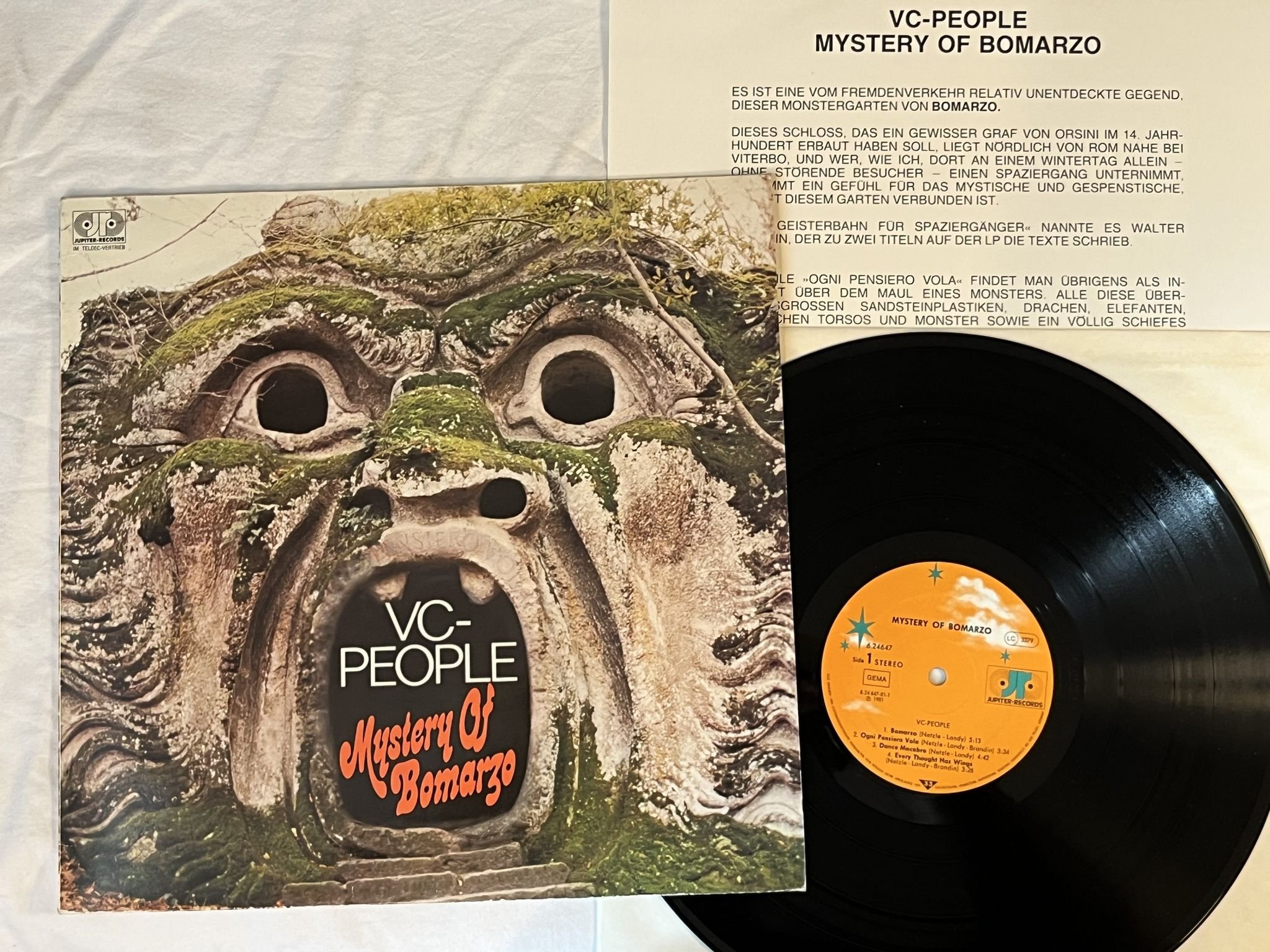 Omslagsbild för skivan VC PEOPLE Mystery Of Bomarzo LP -81 Ger JUPITER 6.24647 ** DISCO / SYNTH **