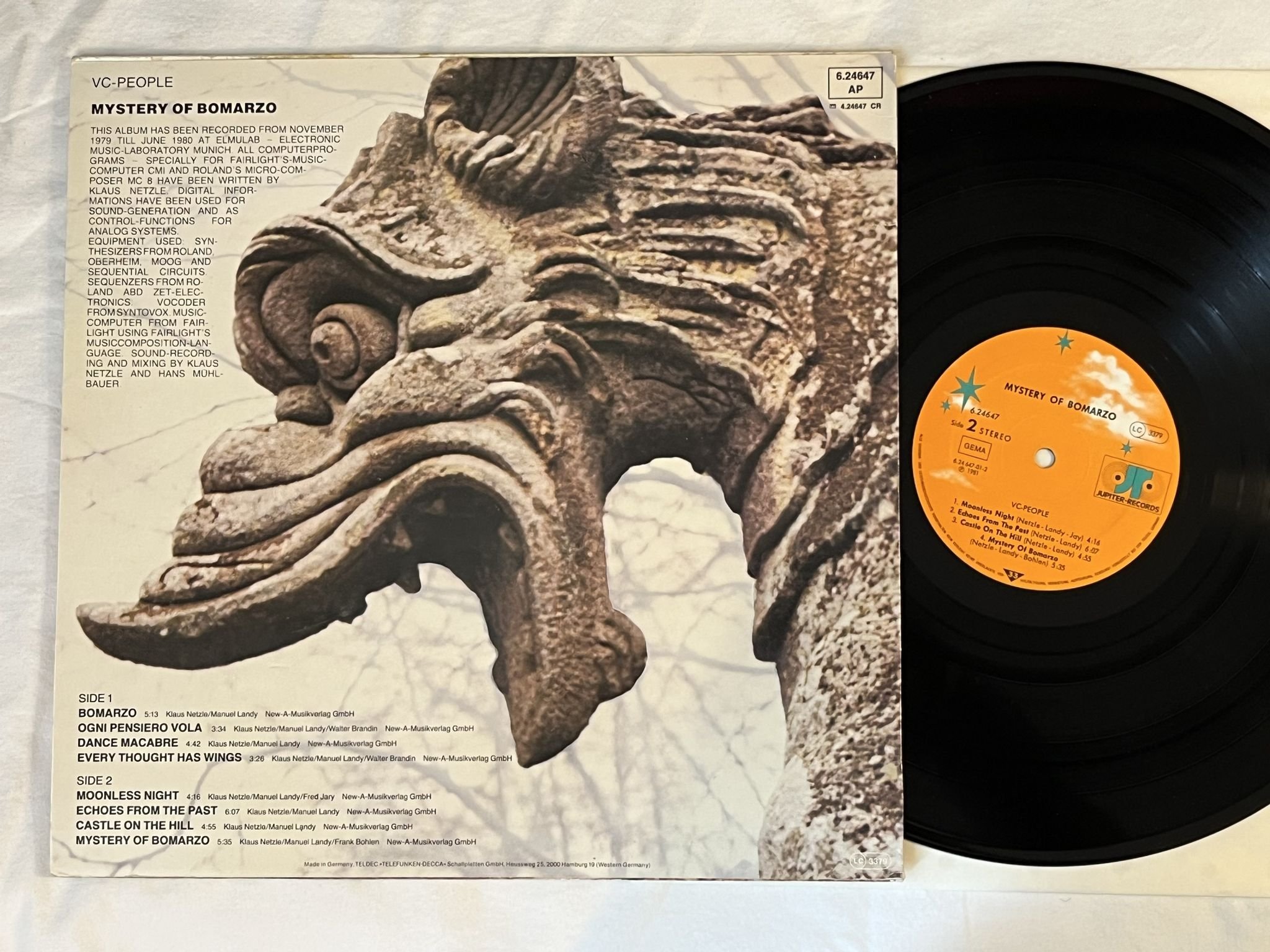 Omslagsbild för skivan VC PEOPLE Mystery Of Bomarzo LP -81 Ger JUPITER 6.24647 ** DISCO / SYNTH **