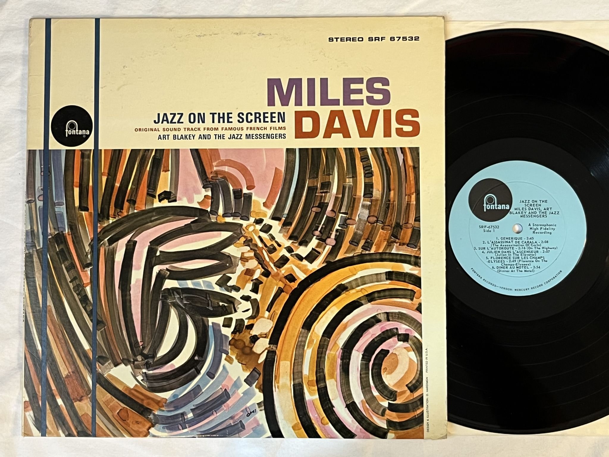 Omslagsbild för skivan MILES DAVIS jazz on the screen LP -65 US FONTANA SRF-67532