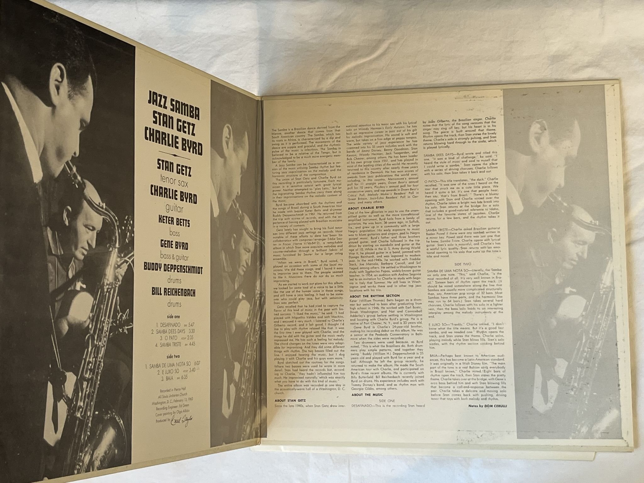 Omslagsbild för skivan GETZ / BYRD jazz samba LP -62 US VERVE V6-8432 *** CLASSIC BOSSA ***