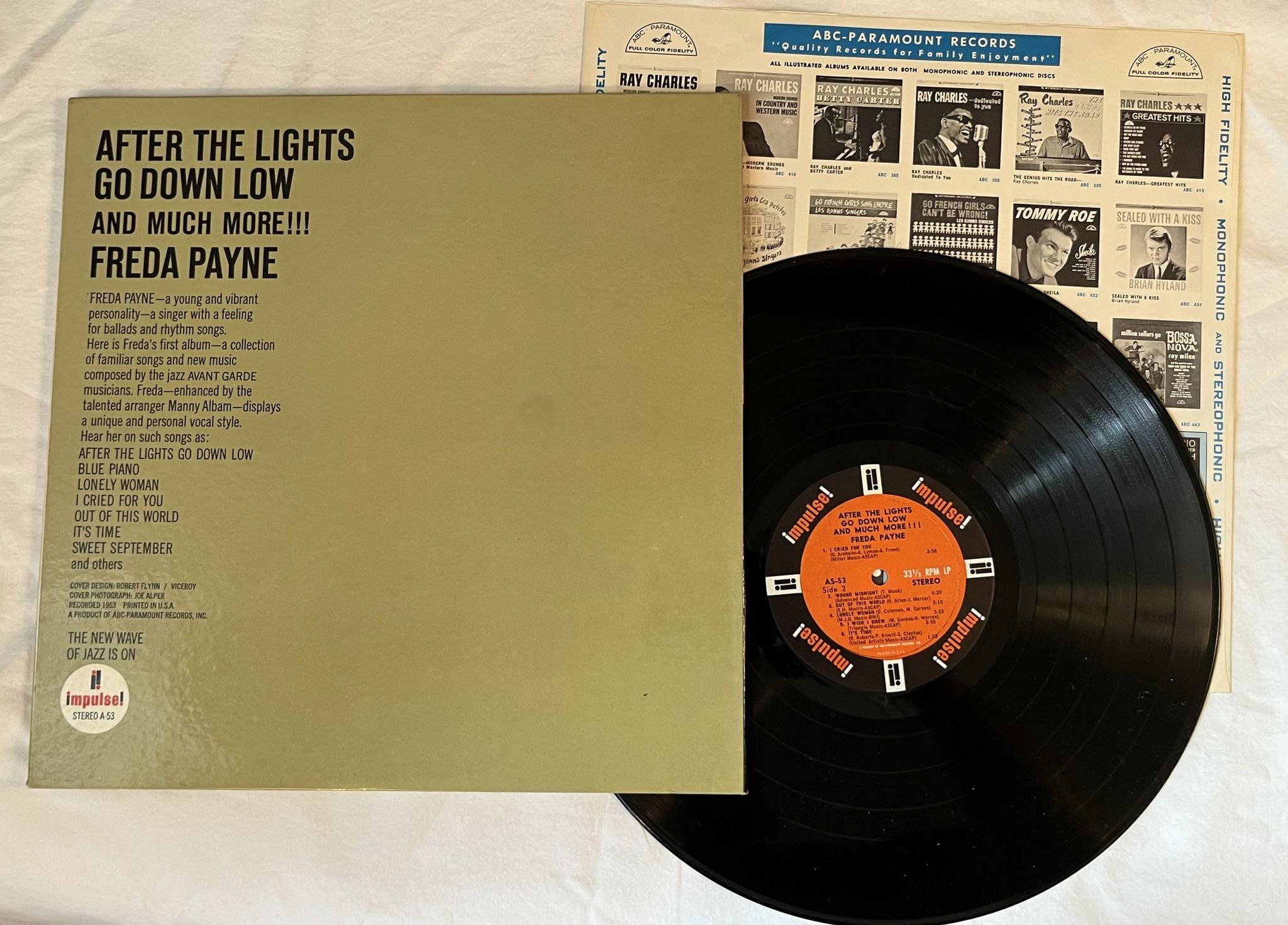 Omslagsbild för skivan FREDA PAYNE after lights go down low LP -63 US IMPULSE AS-53