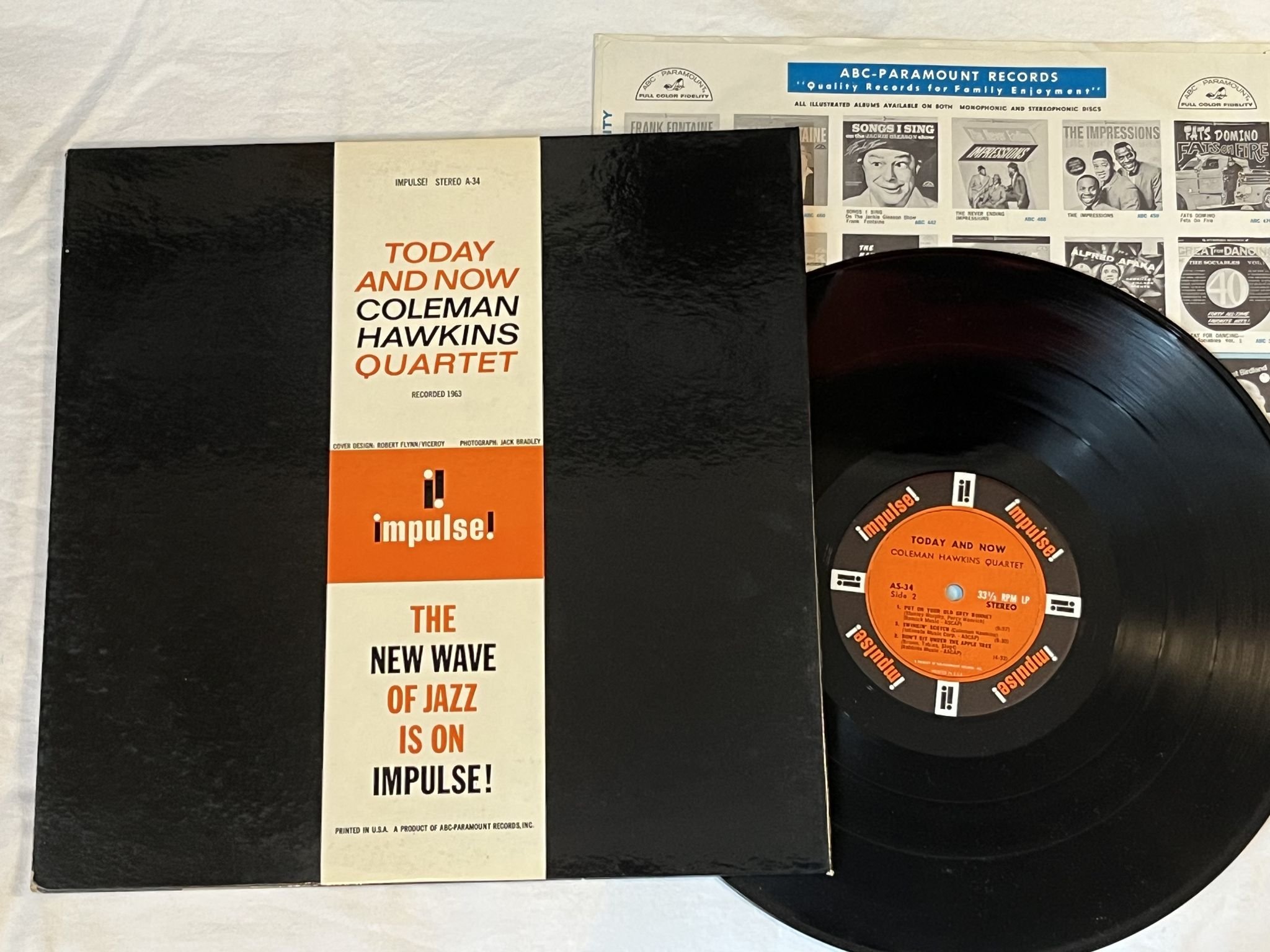 Omslagsbild för skivan COLEMAN HAWKINS QUARTET today and now LP -63 US IMPULSE AS-34