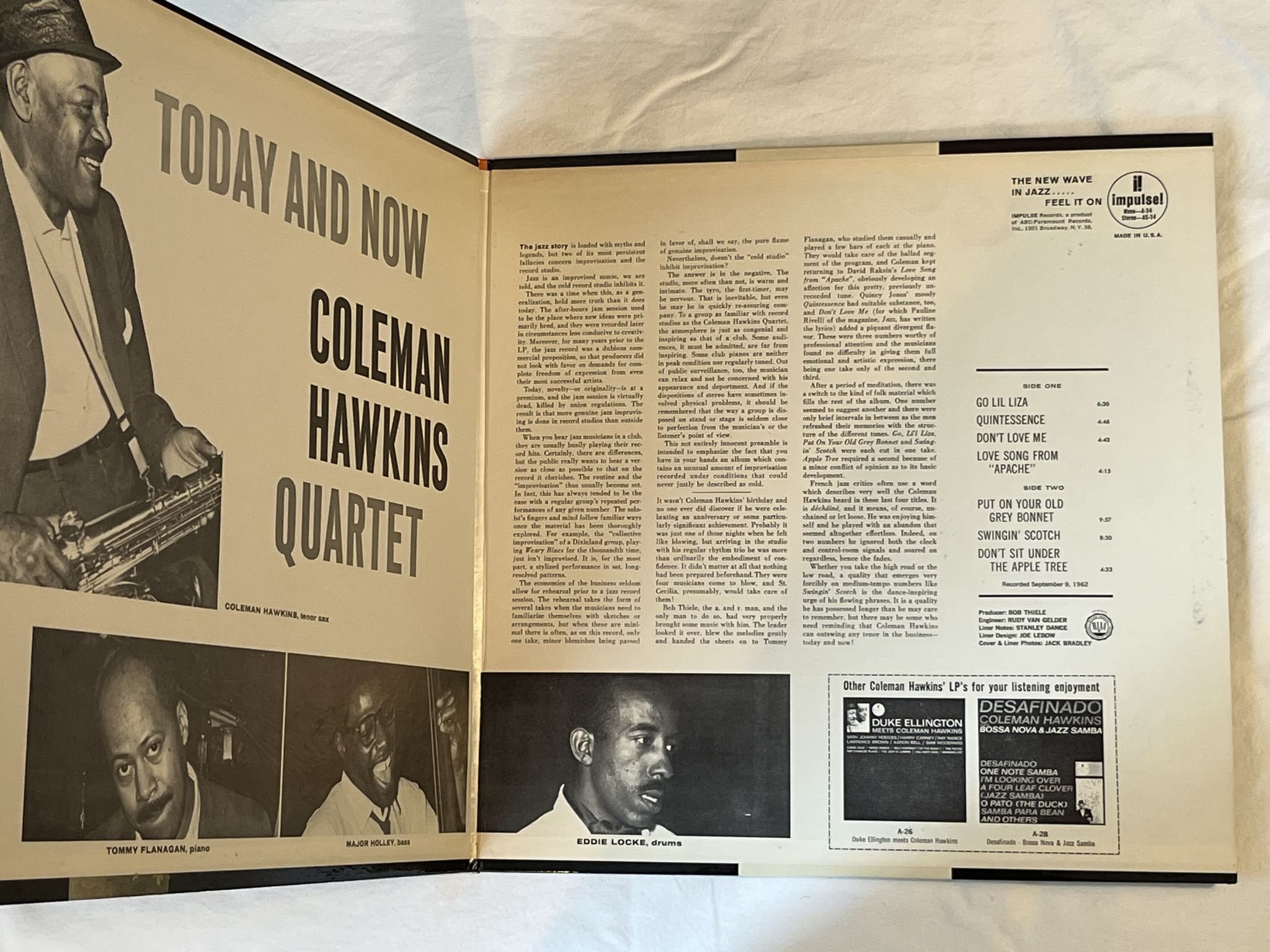 Omslagsbild för skivan COLEMAN HAWKINS QUARTET today and now LP -63 US IMPULSE AS-34