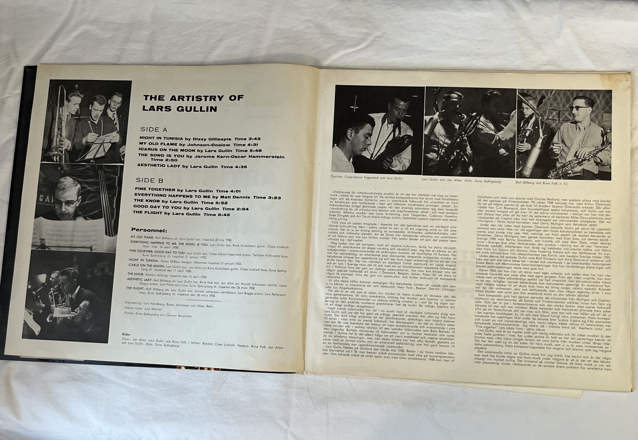 Omslagsbild för skivan LARS GULLIN the artistry of LP -58 Swe SONET SLP-1 *** NUMBERED ED #41/1000 ***