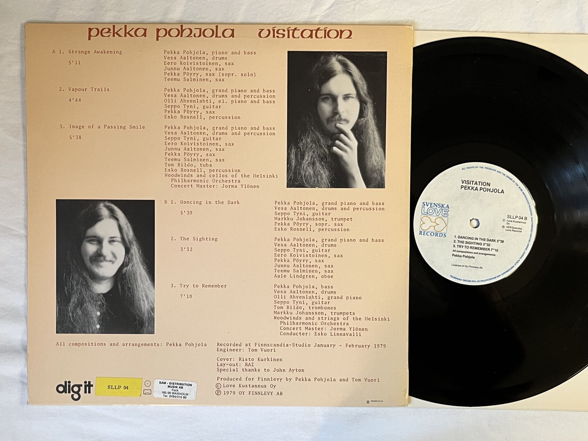 Omslagsbild för skivan PEKKA POHJOLA visitation LP -79 Swe SVENSKA LOVE SLLP 04