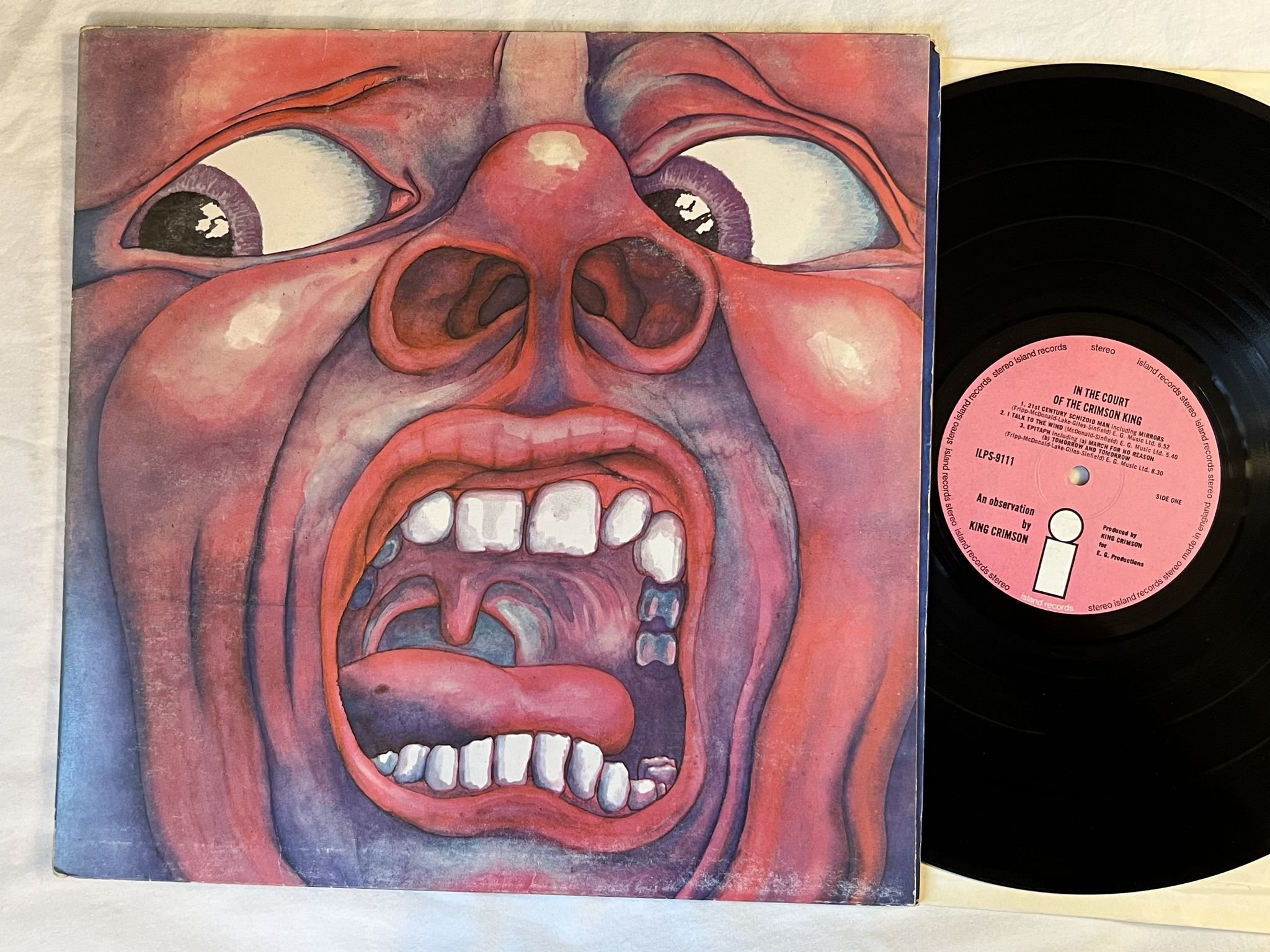 Omslagsbild för skivan KING CRIMSON in the court of Crimson King LP 69 UK ISLAND ILPS 9111 ** 1st Ed **
