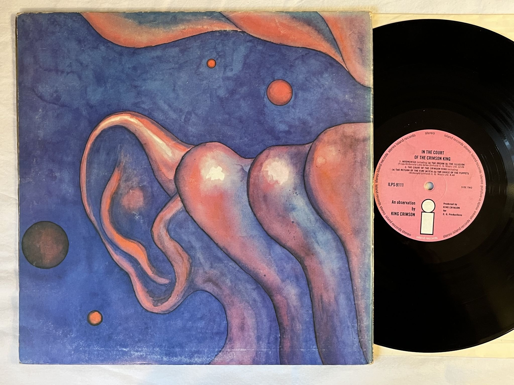 Omslagsbild för skivan KING CRIMSON in the court of Crimson King LP 69 UK ISLAND ILPS 9111 ** 1st Ed **