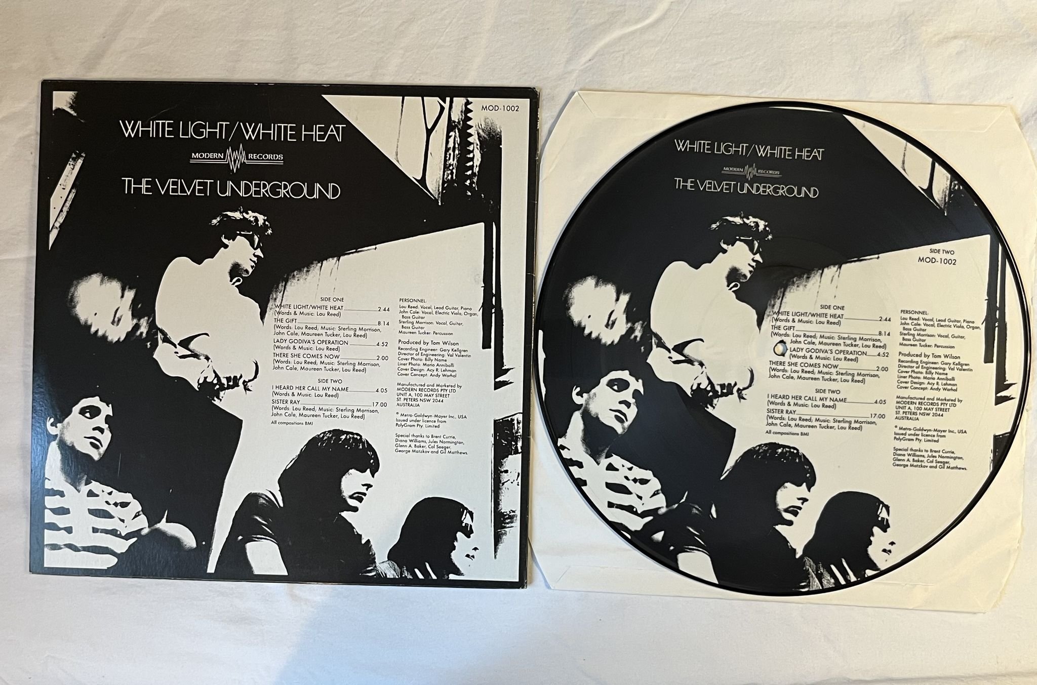 Omslagsbild för skivan THE VELVET UNDERGROUND white light / white heat LP -91 PICTURE DISC MOD-1002
