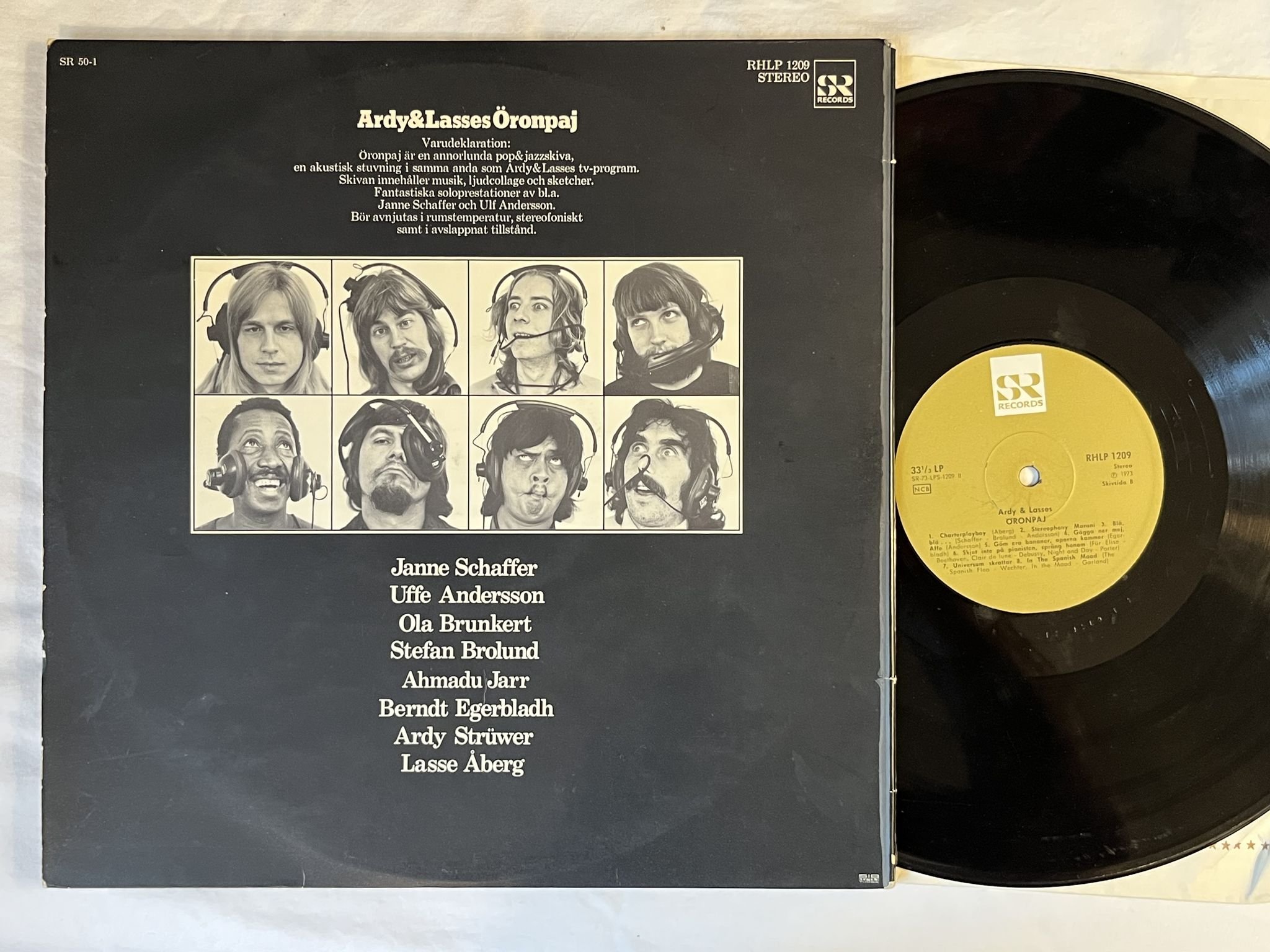 Omslagsbild för skivan ARDY & LASSES öronpaj LP -73 SR RECORDS RHLP 1209 ** JAZZ-ROCK **