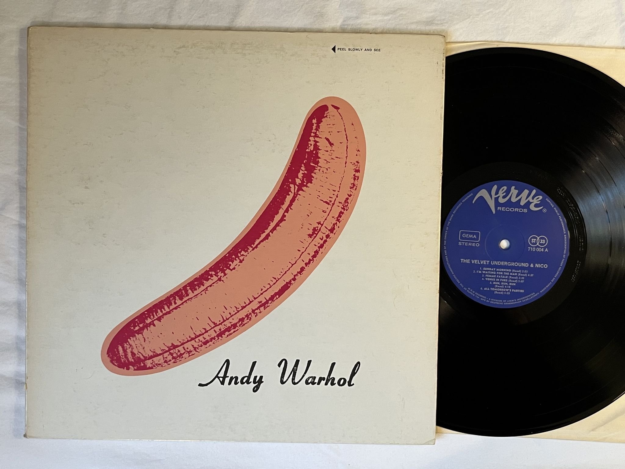 Omslagsbild för skivan VELVET UNDERGROUND & NICO LP -67 Ger/US ANDY WARHOL original POP-ART