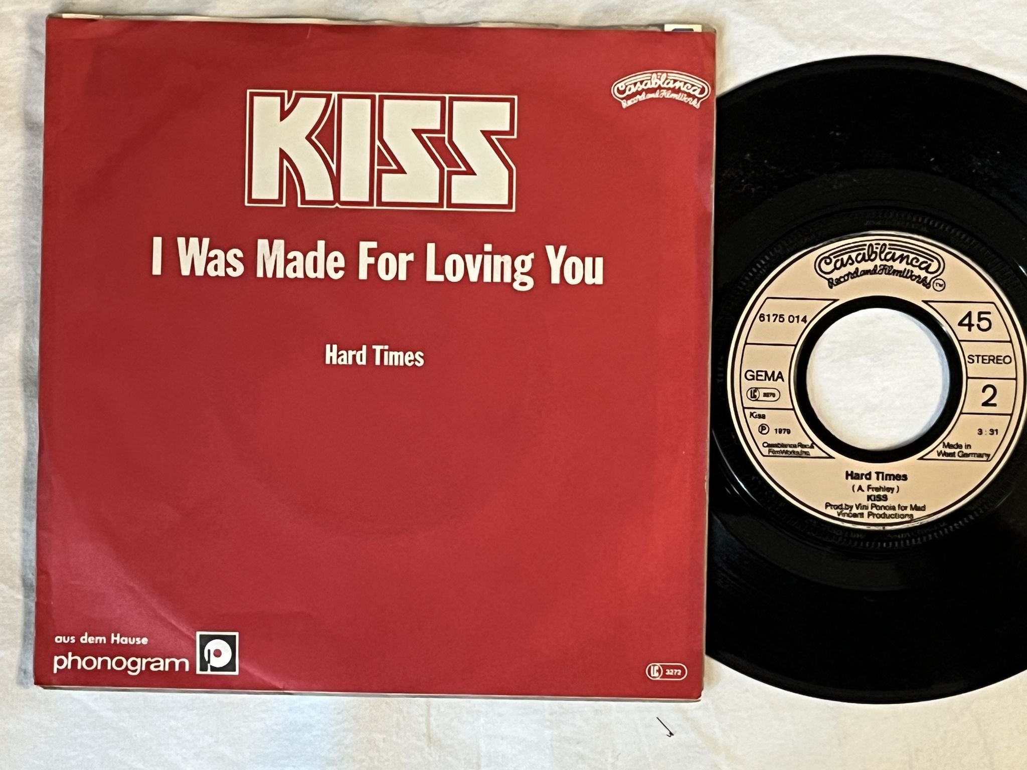 Omslagsbild för skivan KISS I was made for loving you 7" -80 Ger CASABLANCA 6175 014