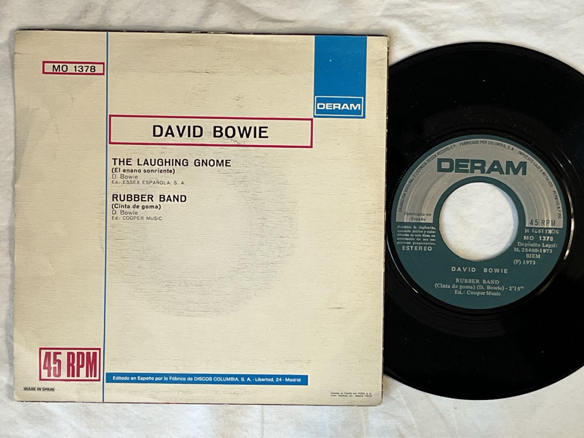 Omslagsbild för skivan DAVID BOWIE the laughing gnome 7" -73 Spain DERAM MO-1378 ** RARE **
