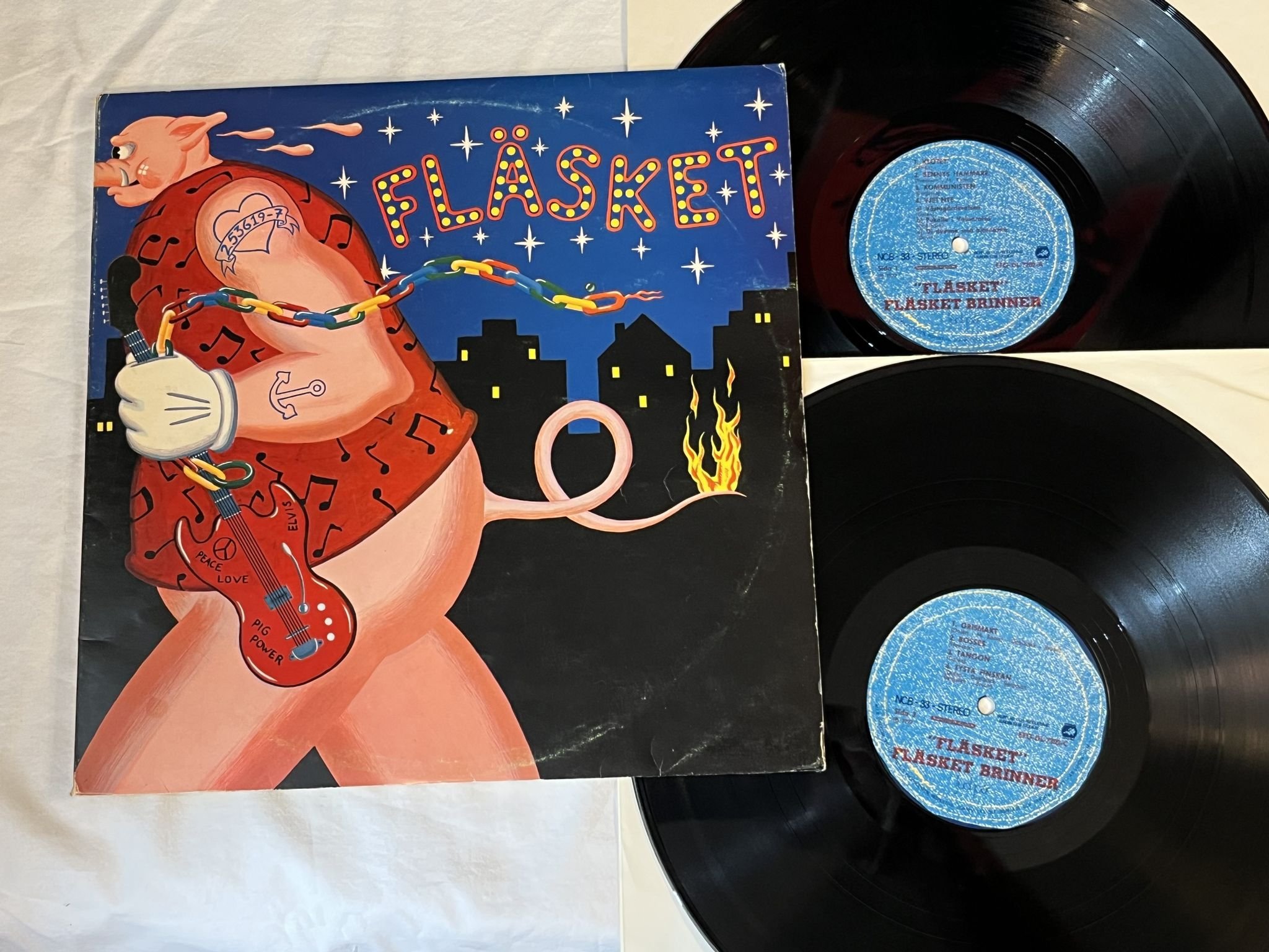 Omslagsbild för skivan FLÄSKET BRINNER Fläsket 2xLP -72 Swe LJUDSPÅR EFG-DL-7202 ** PROG ***