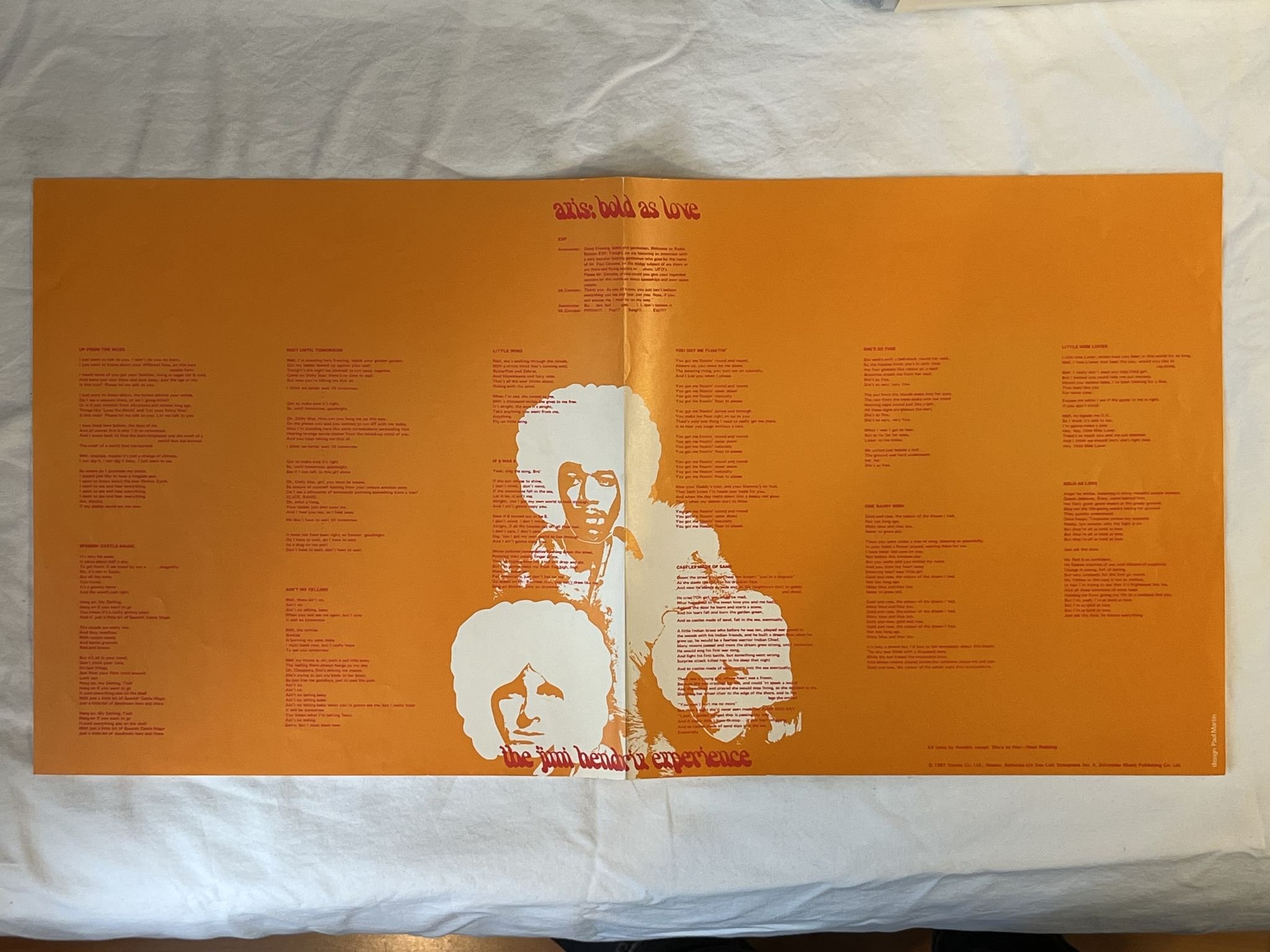 Omslagsbild för skivan JIMI HENDRIX EXPERIENCE axis: bold as love LP -67 UK TRACK 613003 ** Insert **