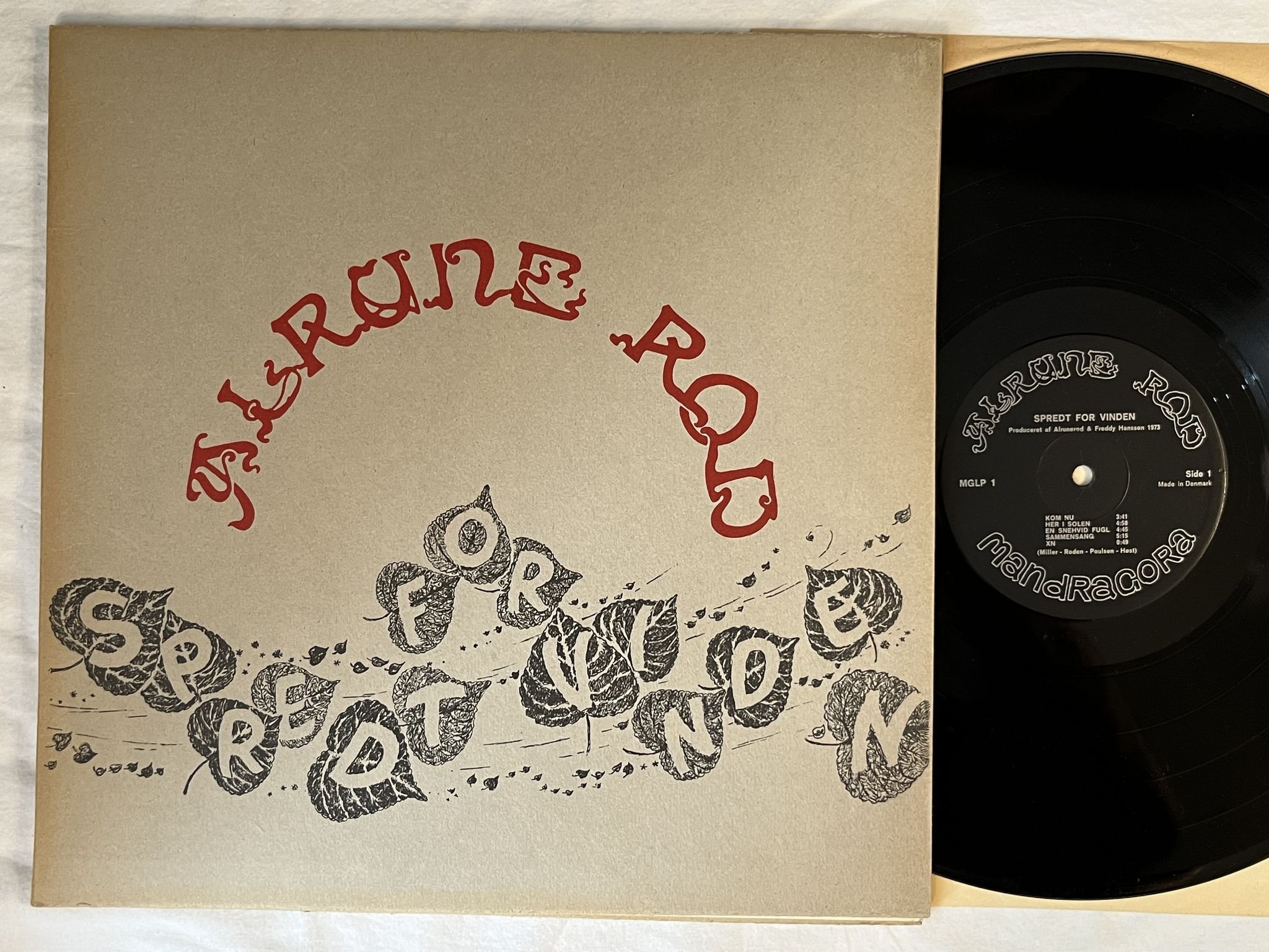 Omslagsbild för skivan ALRUNE ROD spredt for vinden LP -73 Denmark MANDRAGORA MGLP 1 ** PROG **