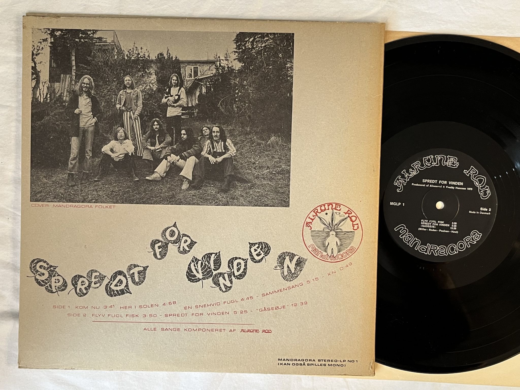 Omslagsbild för skivan ALRUNE ROD spredt for vinden LP -73 Denmark MANDRAGORA MGLP 1 ** PROG **
