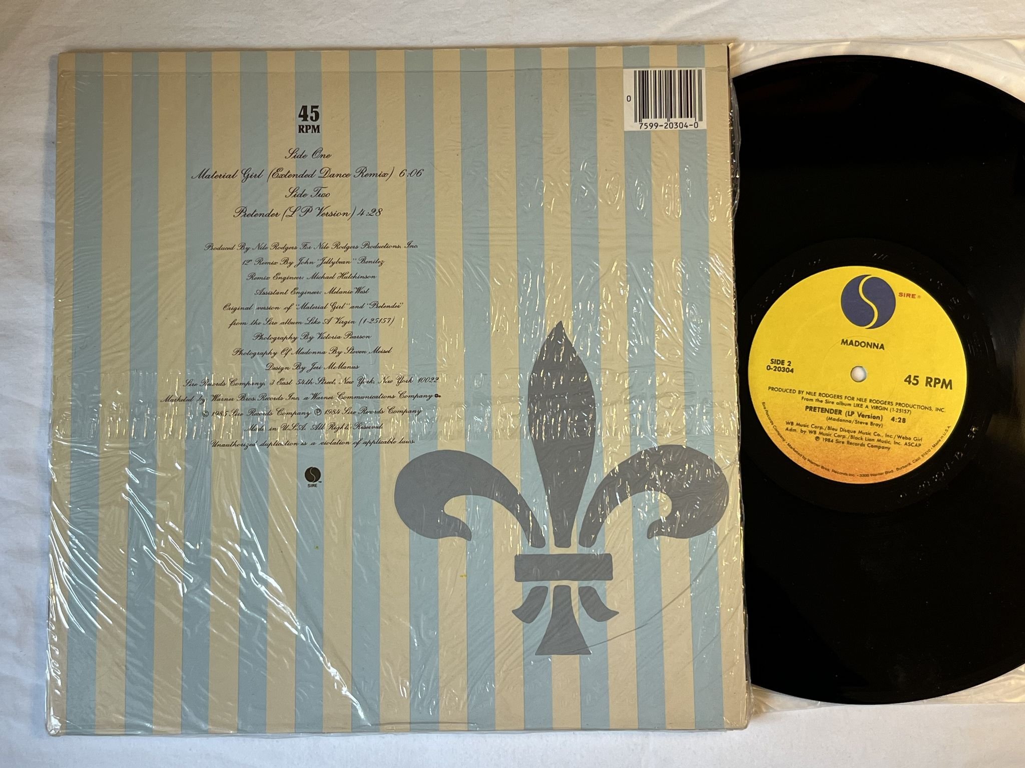 Omslagsbild för skivan MADONNA material girl 12" -84 US SIRE 0-20304