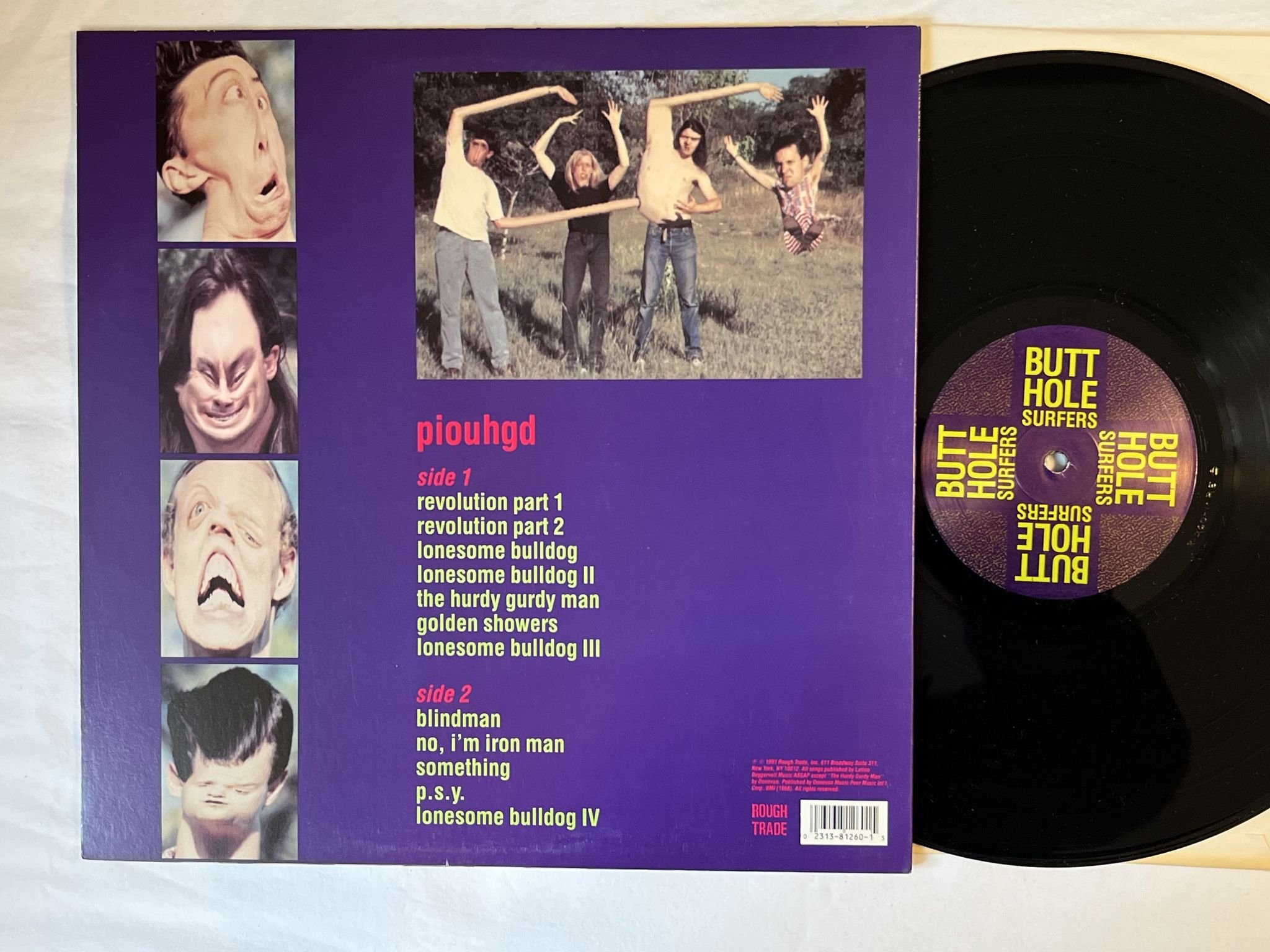 Omslagsbild för skivan BUTTHOLE SURFERS Piouhgd LP -91 US ROUGH TRADE R260-1 ** RARE ALTERNATIVE **