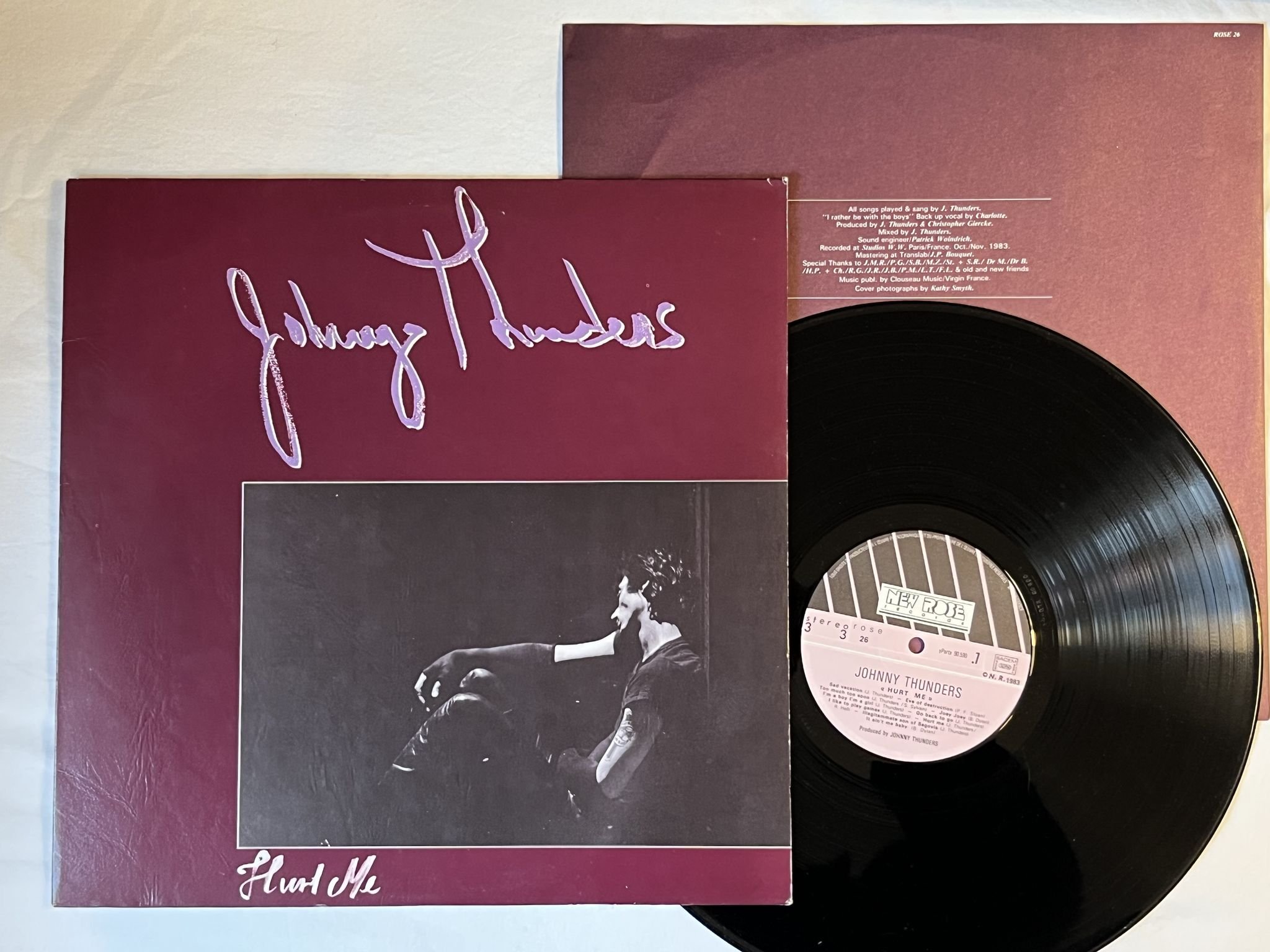 Omslagsbild för skivan JOHNNY THUNDER hurt me LP -83 Fra NEW ROSE rose 26