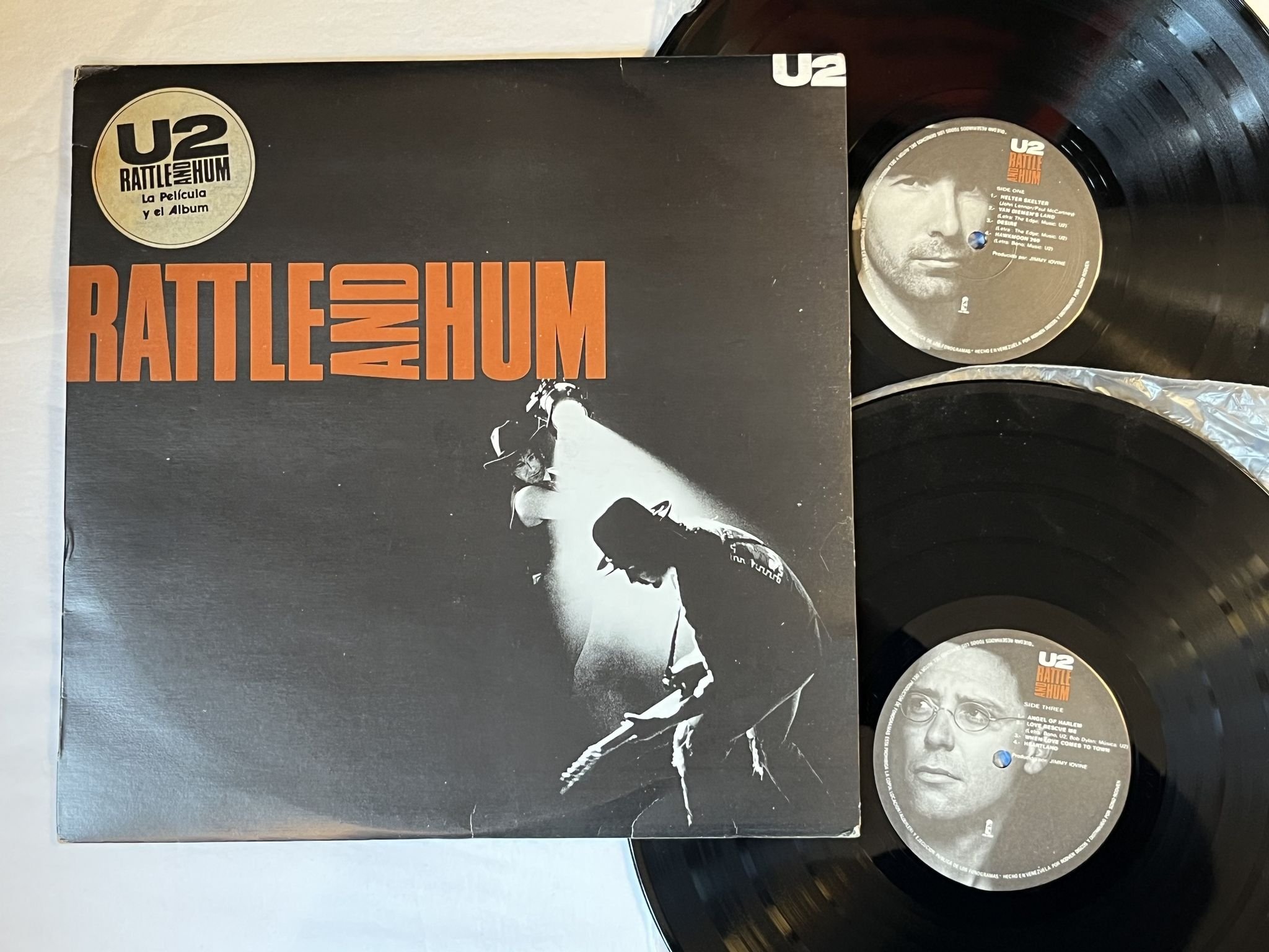 Omslagsbild för skivan U2 rattle and hum 2xLP -88 Venezuela ISLAND 7529