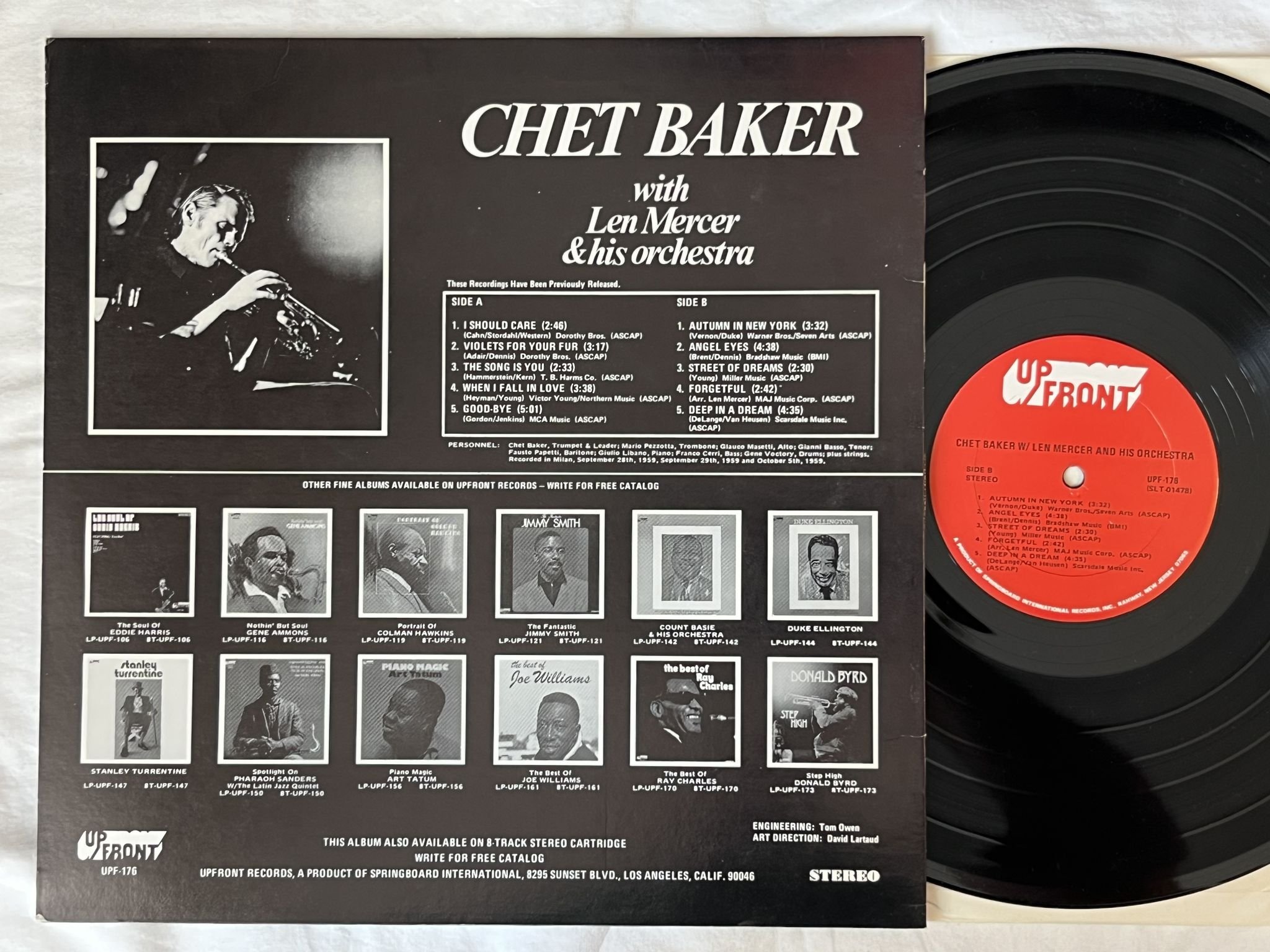 Omslagsbild för skivan CHET BAKER w/ Len Mercer & his orchestra LP re US UpFRONT UPF-176