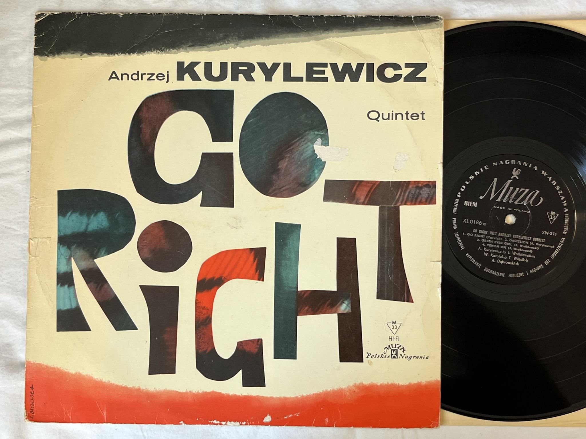 Omslagsbild för skivan ANDRZEJ KURYLEWICZ QUINTET go right LP -63 POLSKIE NAGRANIA XL 0186