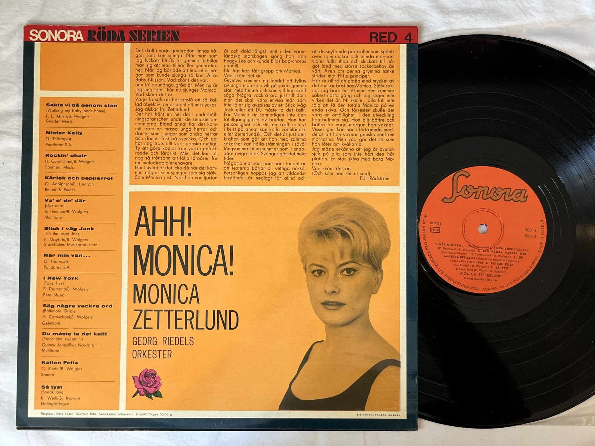 Omslagsbild för skivan MONICA ZETTERLUND Ahh! Monica! LP Swe SONORA RED 4 ** LOVELY ALBUM **