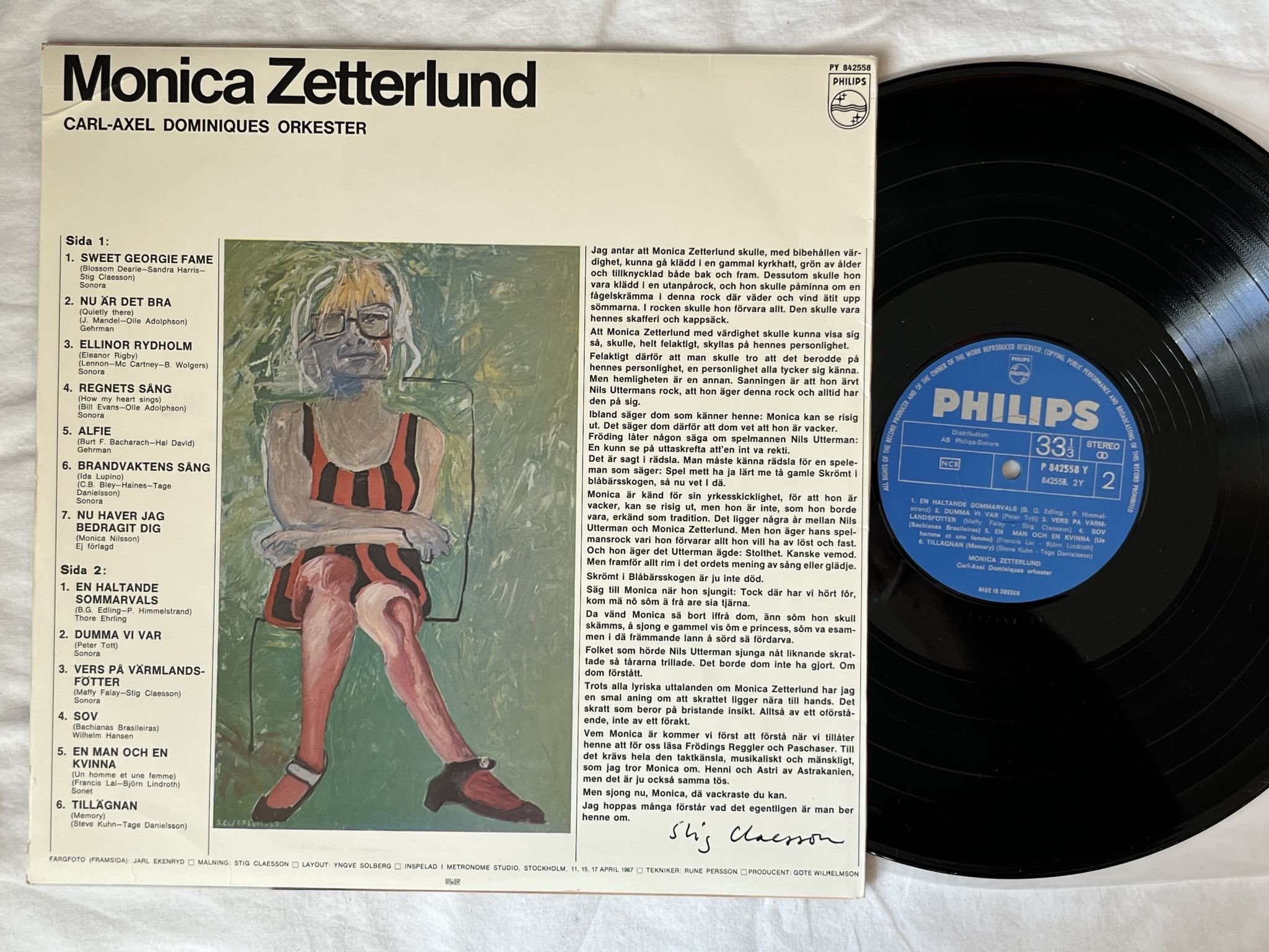 Omslagsbild för skivan MONICA ZETTERLUND s/t LP -67 Swe PHILIPS P 842558 Y