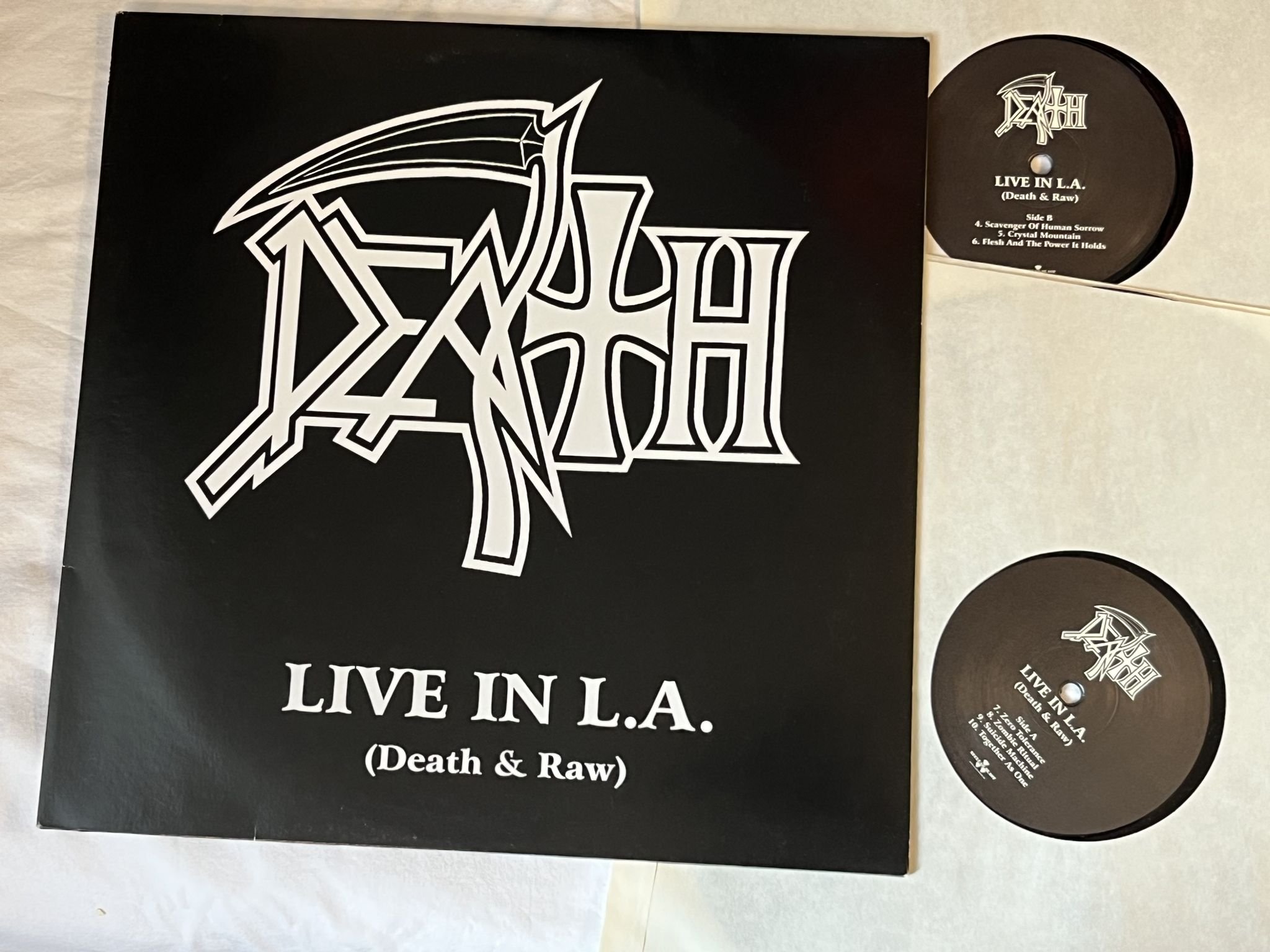 Omslagsbild för skivan DEATH Live In L.A. (Death & Raw) 2xLP 2001 Ger NUCLEAR BLAST NB 554-1
