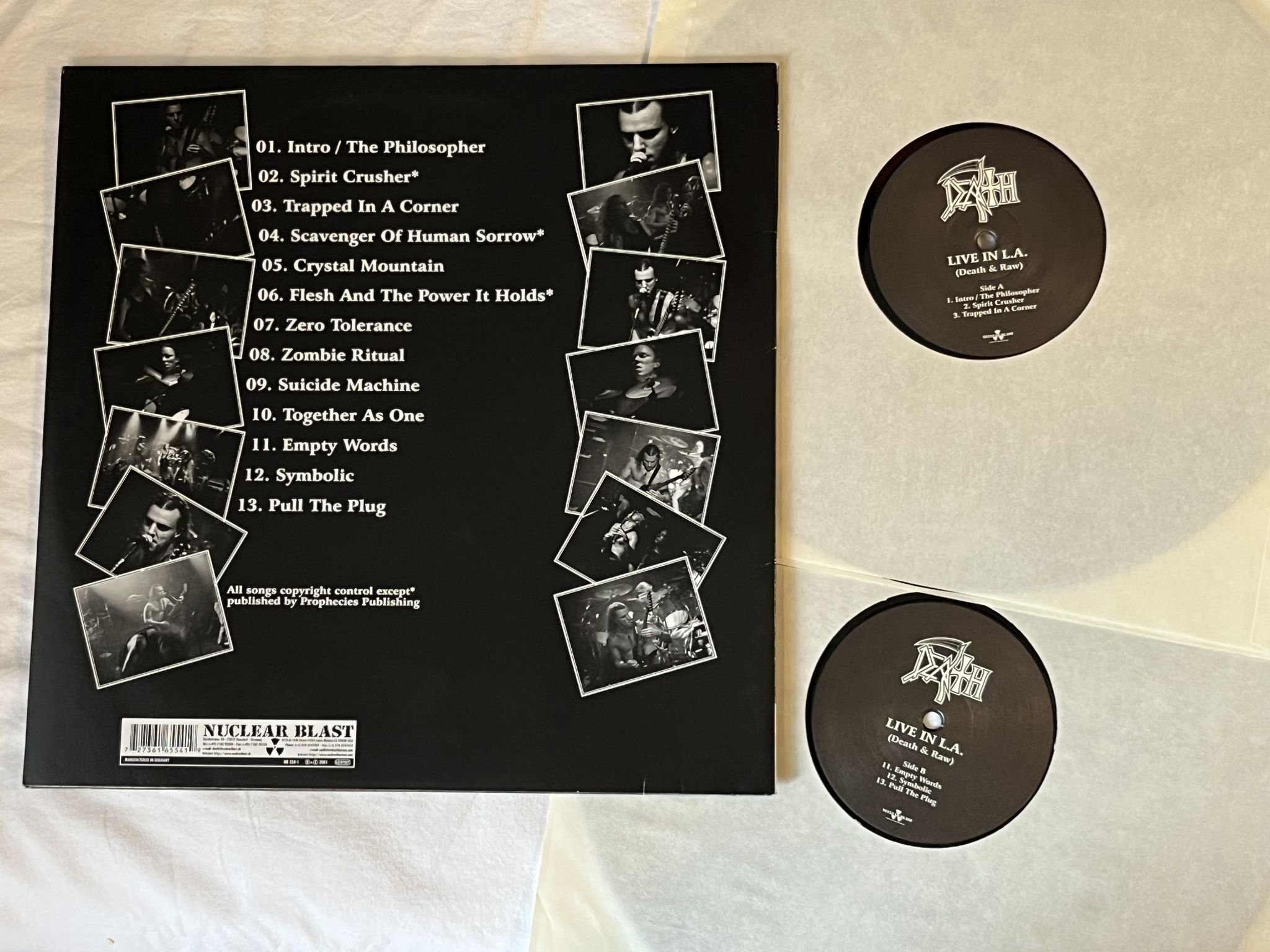 Omslagsbild för skivan DEATH Live In L.A. (Death & Raw) 2xLP 2001 Ger NUCLEAR BLAST NB 554-1