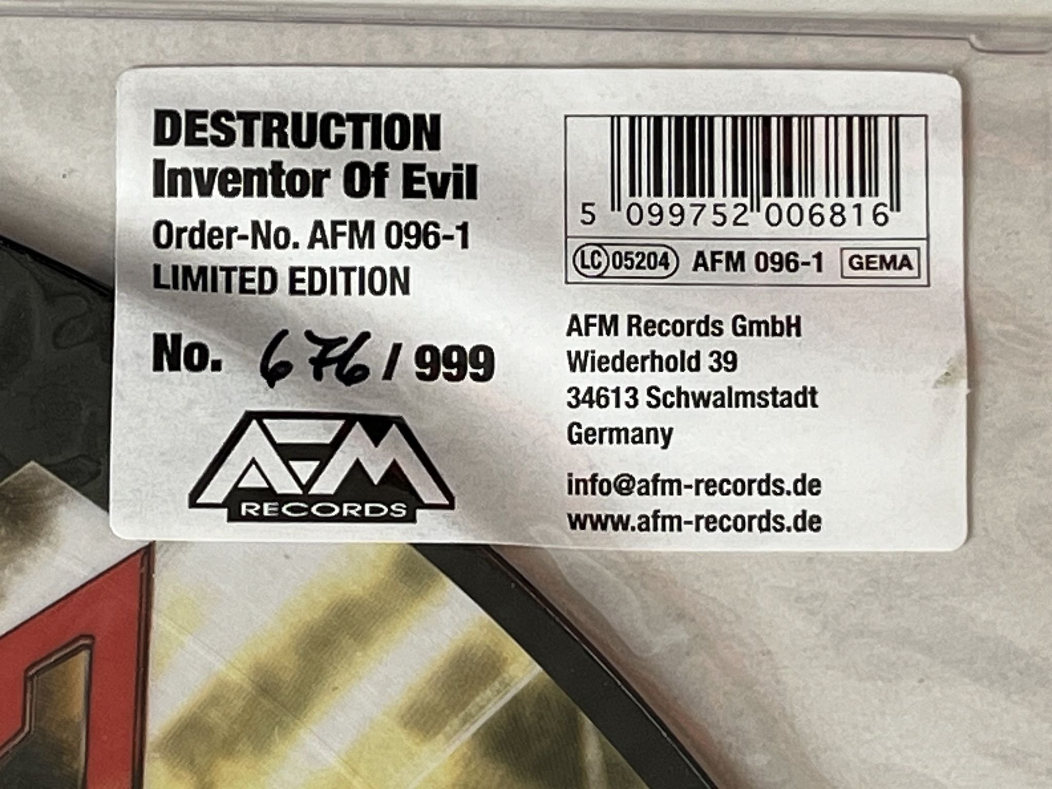 Omslagsbild för skivan DESTRUCTION Inventor Of Evil LP picture Disc 2005 AFM 096-1