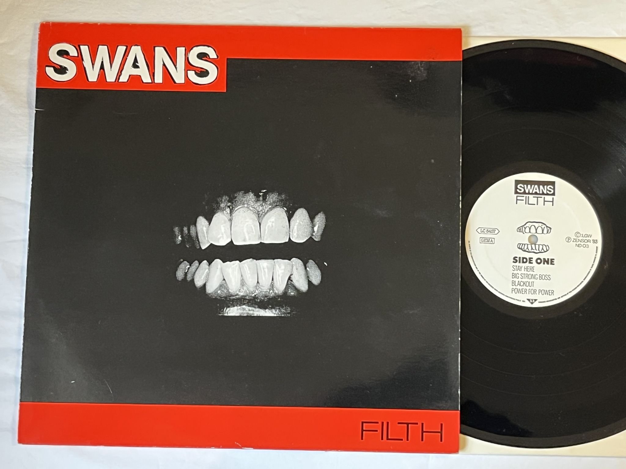 Omslagsbild för skivan SWANS filth LP -83 Ger ZENSOR ND 03 *** INDUSTRIAL / NOISE ***