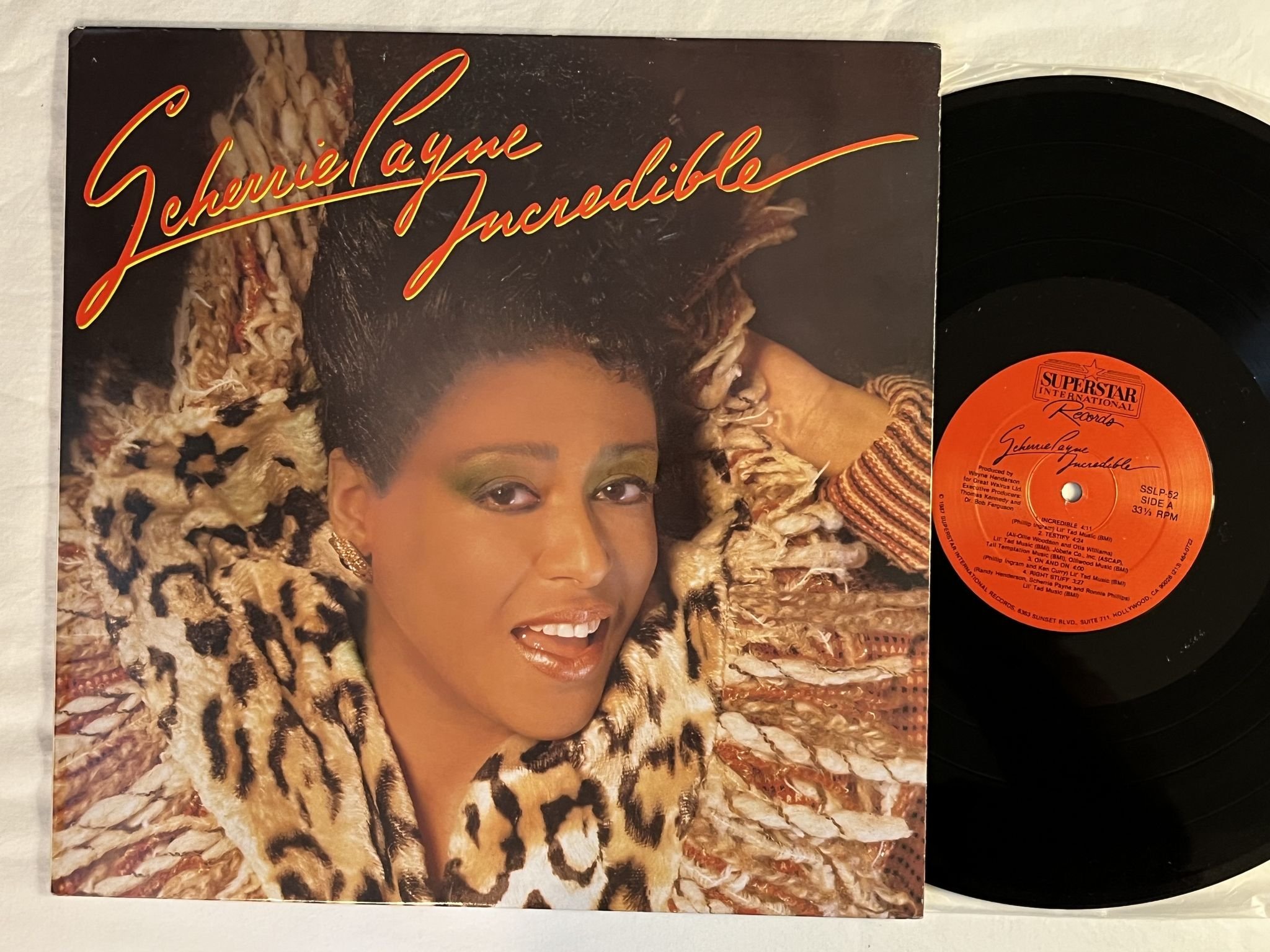 Omslagsbild för skivan SCHERRIE PAYNE INCREDIBLE LP -87 US SUPERSTAR SSLP-52 *** RARE BOOGIE ***