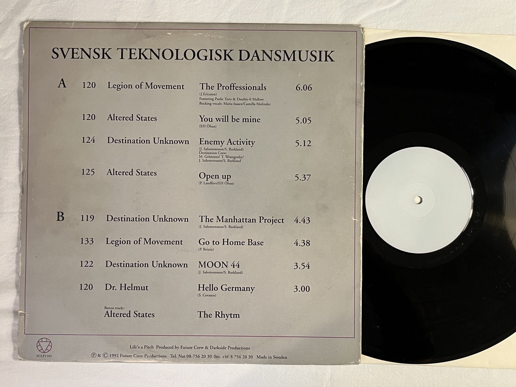 Omslagsbild för skivan V/A Svensk Teknologisk Dansmusik LP -92 Swe FUTURE CREW FCLP 1165 *** RARE ***