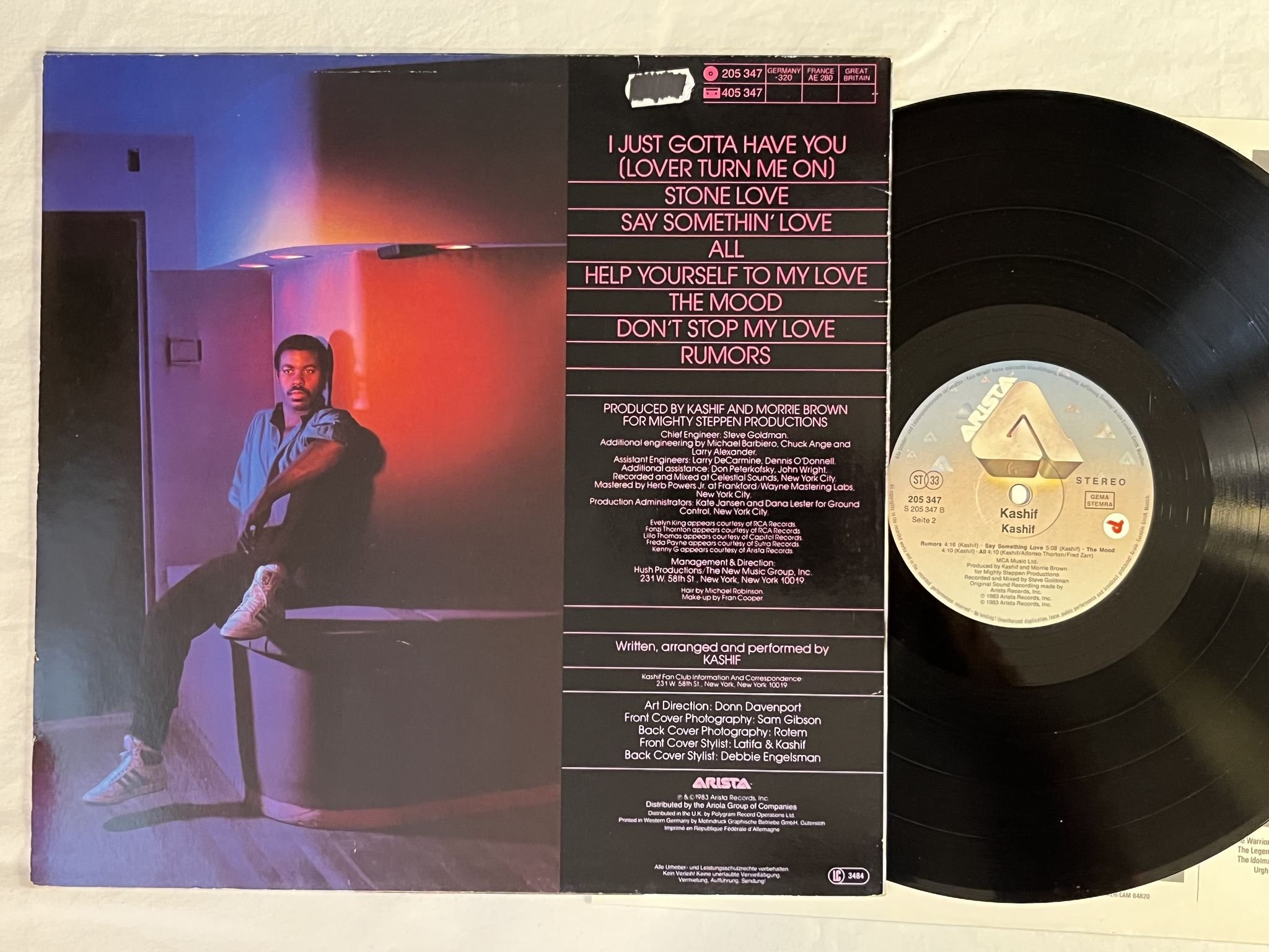 Omslagsbild för skivan KASHIF s/t LP -83 ARISTA 205 347 ** BOOGIE / SOUL **