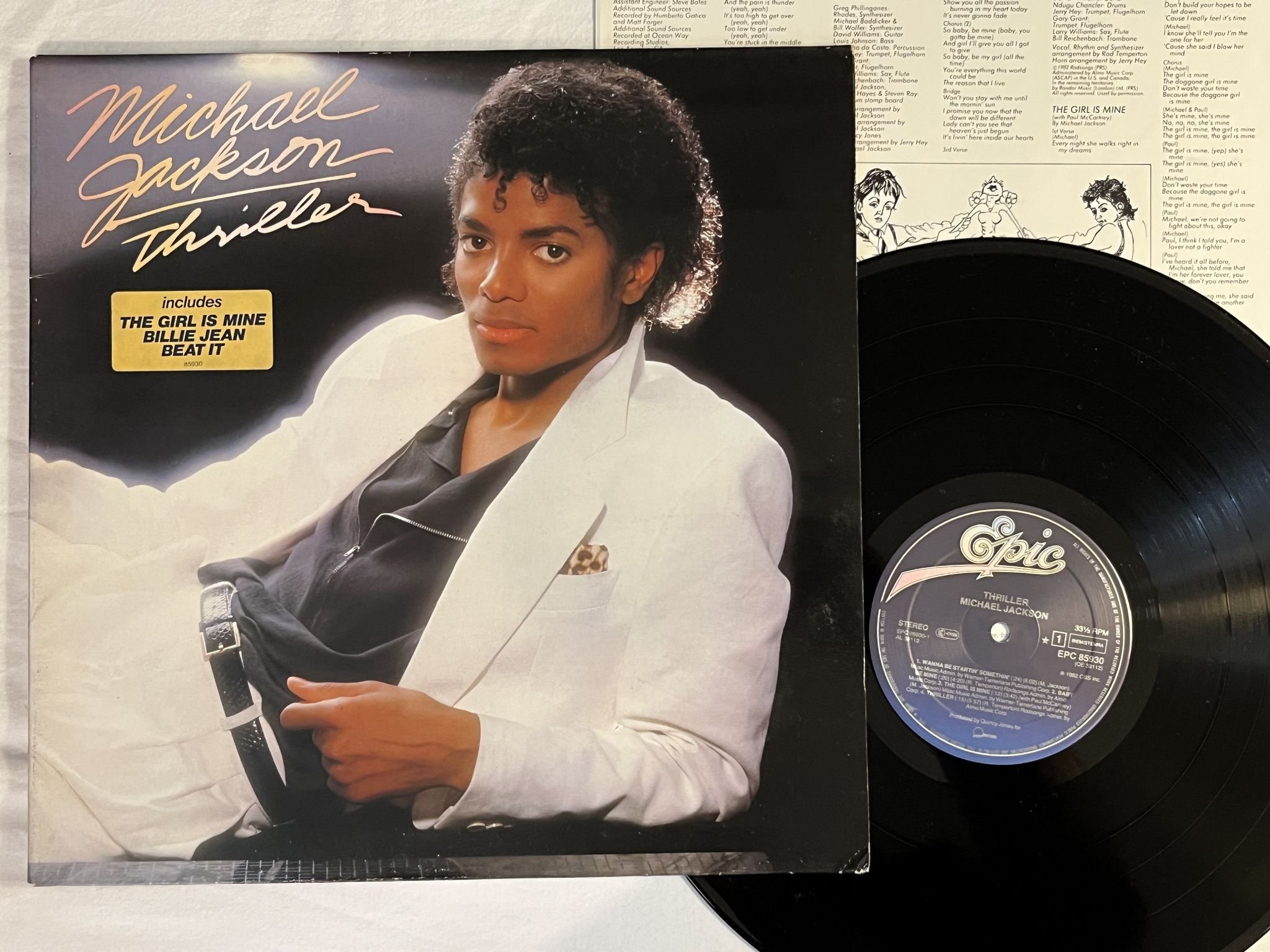 Omslagsbild för skivan MICHAEL JACKSON thriller LP -82 Hol EPIC EPC 85930 ** No Jackson as producer **