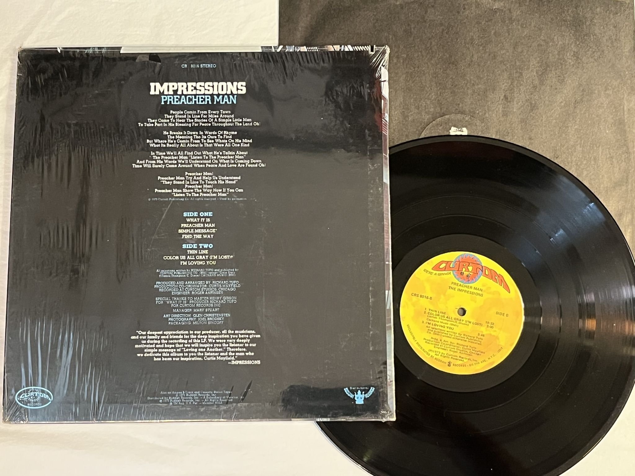 Omslagsbild för skivan THE IMPRESSIONS preacher man LP -73 US CURTOM CRS 8016