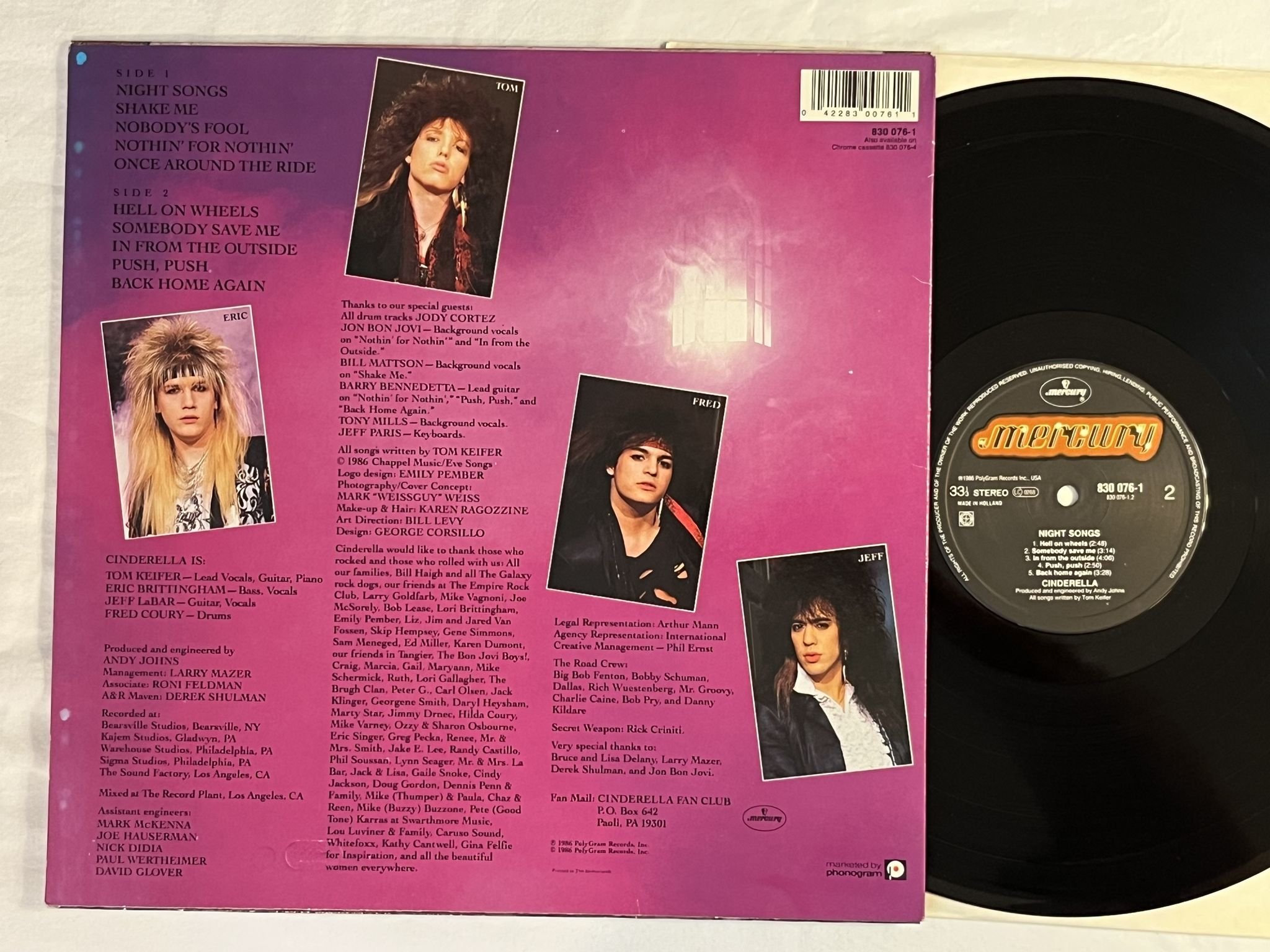 Omslagsbild för skivan CINDERELLA night songs LP -86 Hol MERCURY 830076-1