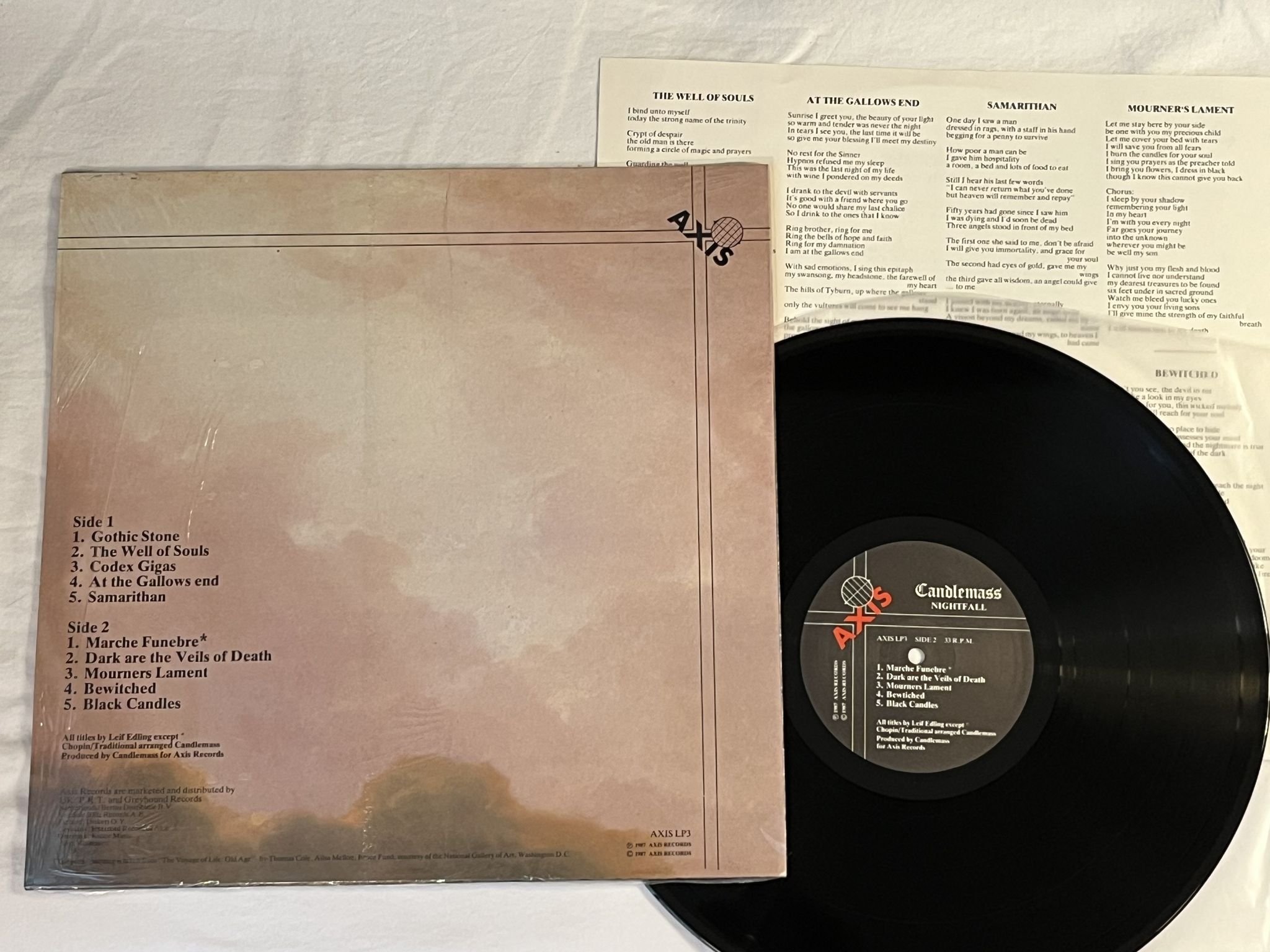 Omslagsbild för skivan CANDLEMASS nightfall LP -87 AXIS RECORDS AXIS LP3 ** DOOM METAL **