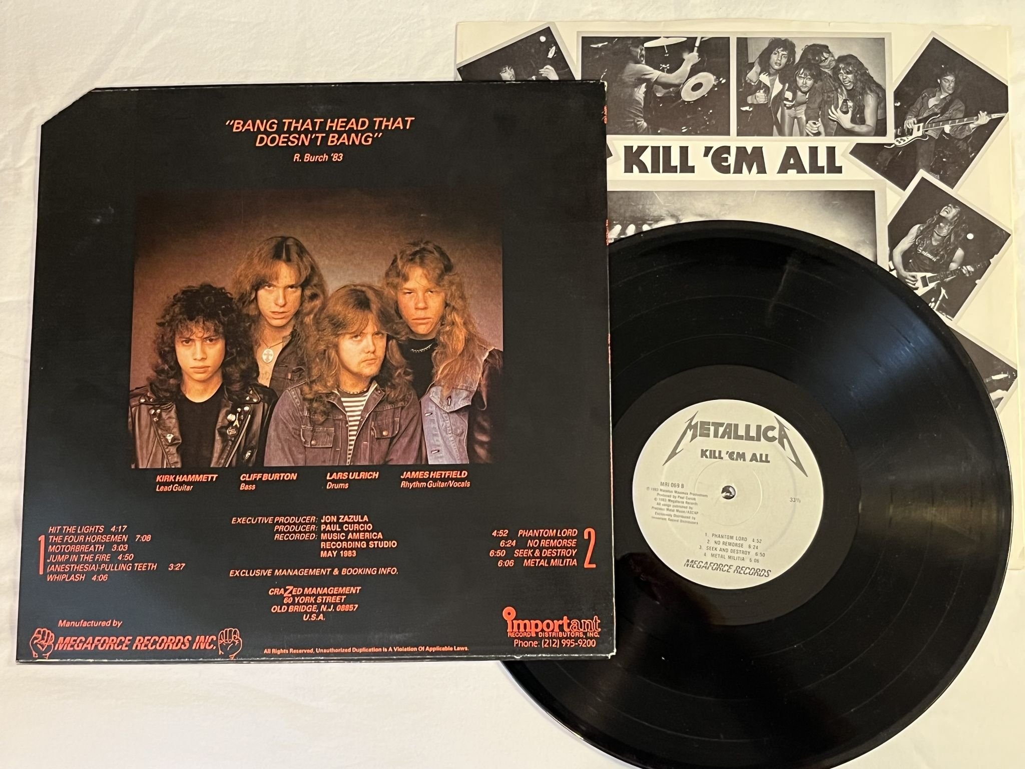 Omslagsbild för skivan METALLICA kill em all LP -83 US MEGAFORCE MRI 069 *** EMW PRESSING ***
