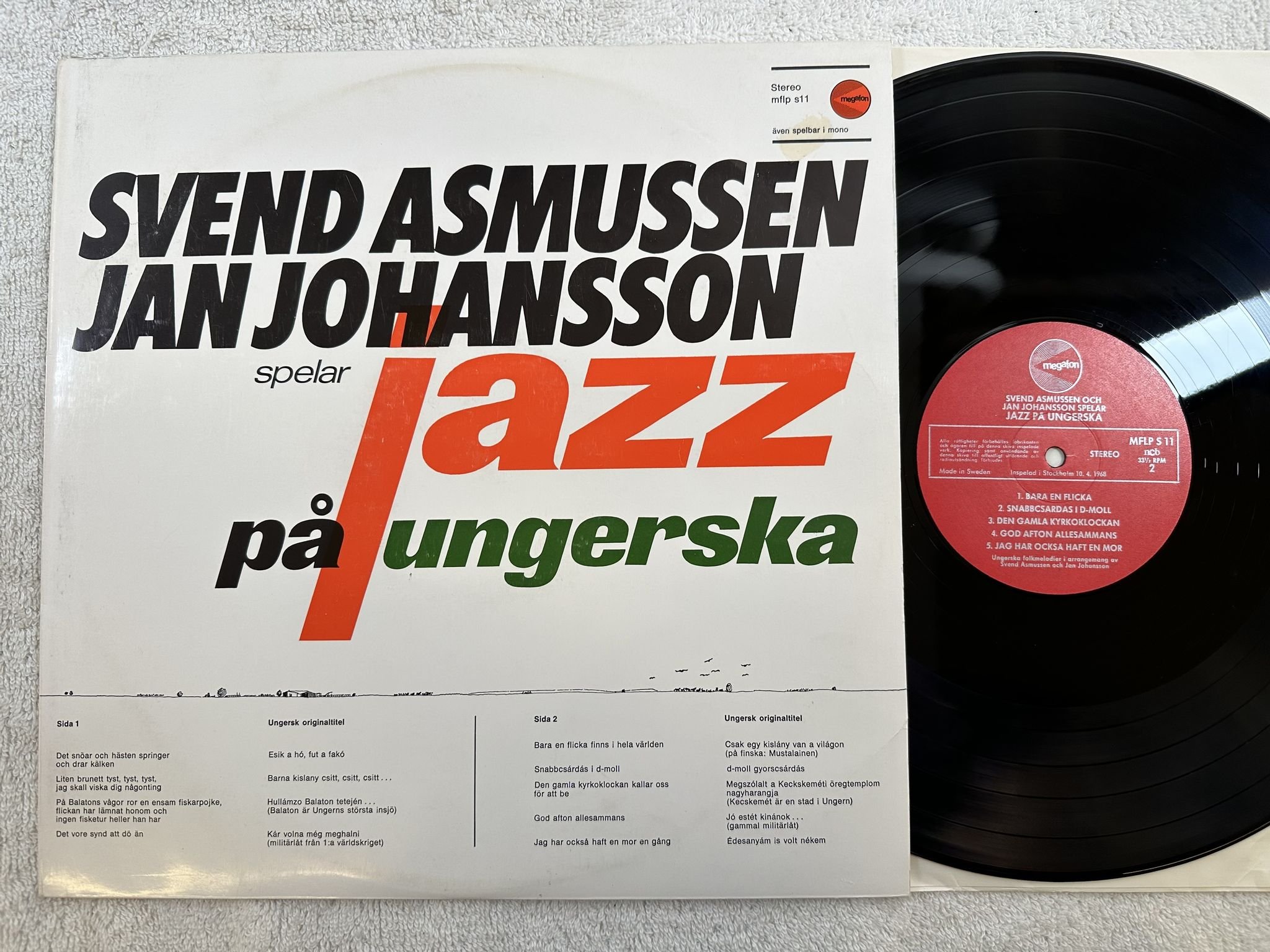Omslagsbild för skivan JAN JOHANSSON jazz på ungerska LP -68 MEGAFON MFLP S 11