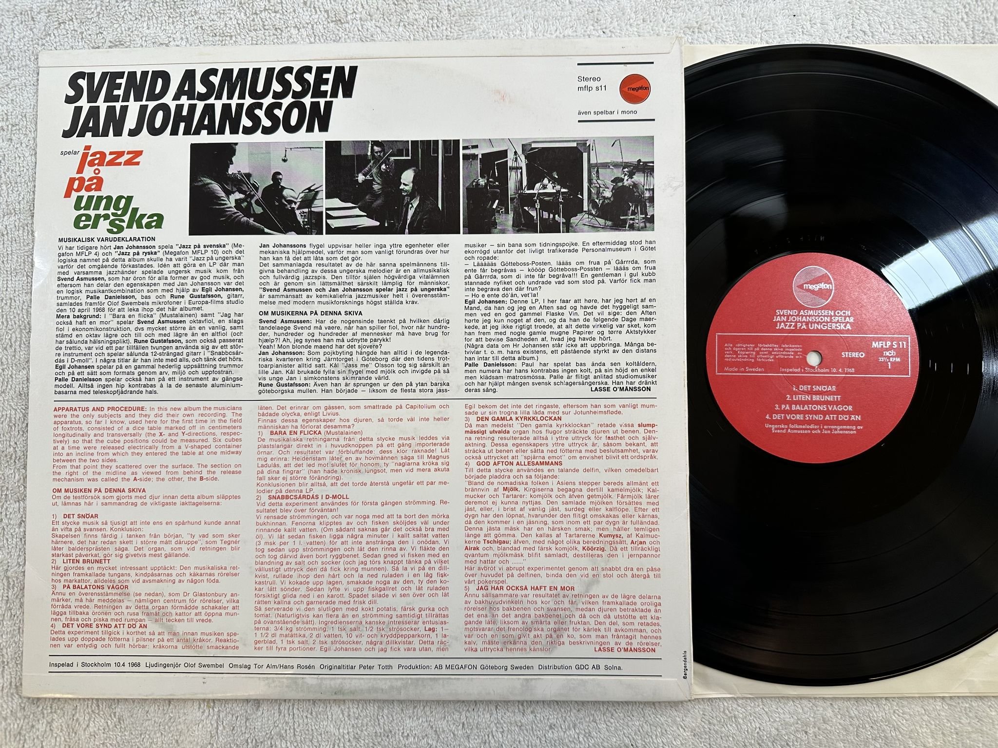 Omslagsbild för skivan JAN JOHANSSON jazz på ungerska LP -68 MEGAFON MFLP S 11