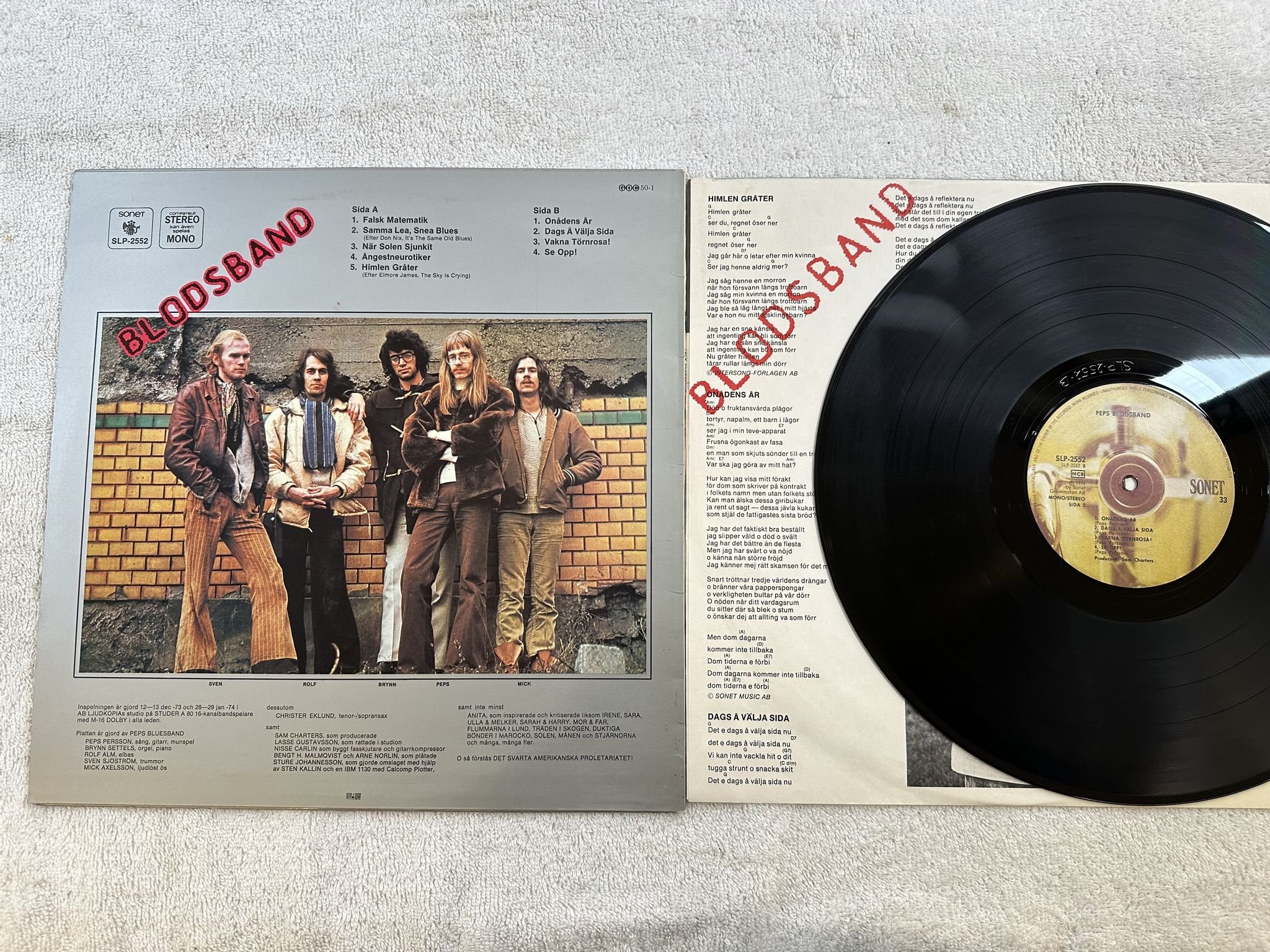 Omslagsbild för skivan PEPS BLODSBAND s/t LP -74 SONET SLP 2552