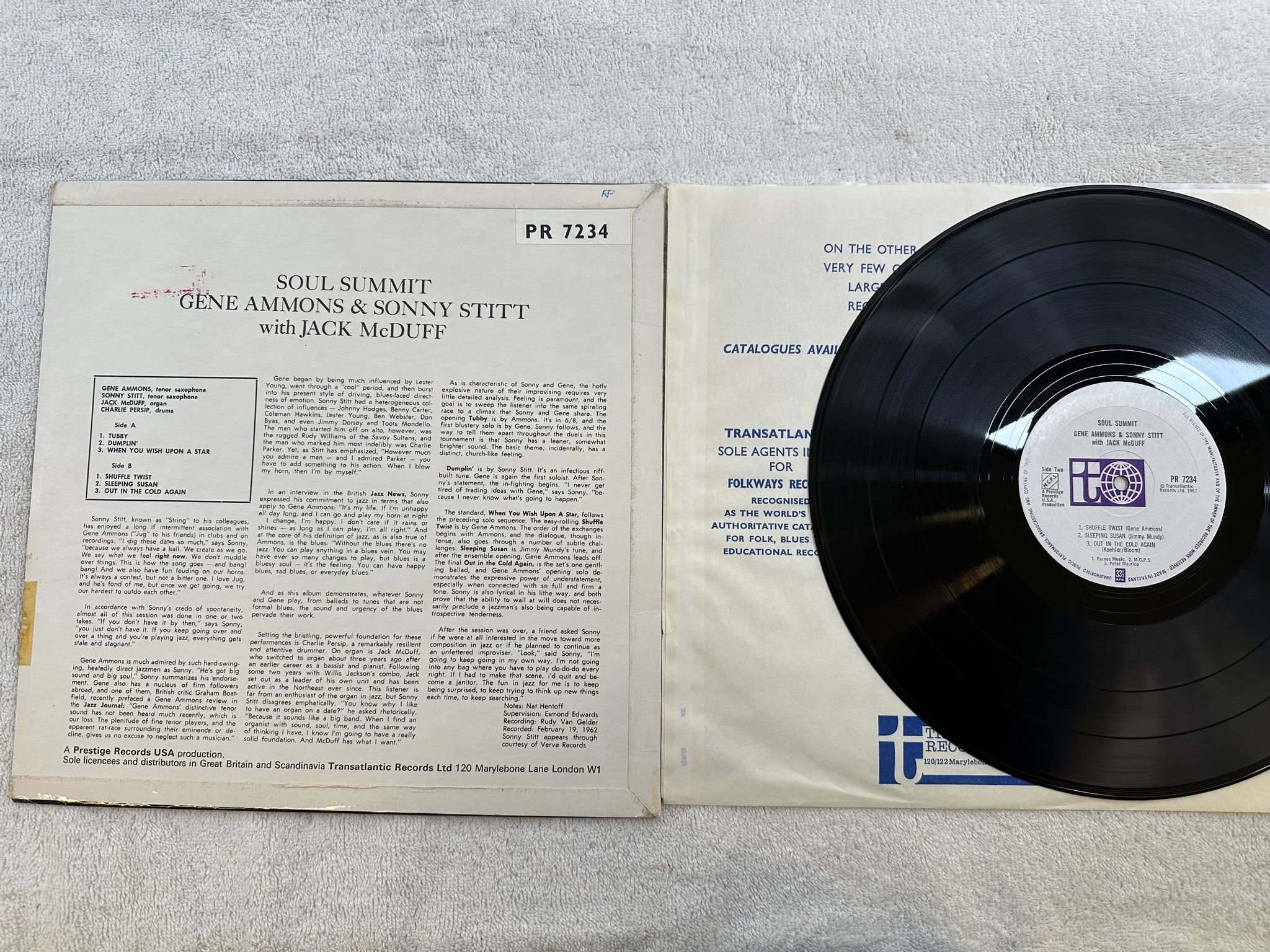 Omslagsbild för skivan GENE AMMONS & SONNY STITT w/ JACK McDUFF soul summit LP -67 UK TRANSATLANTIC