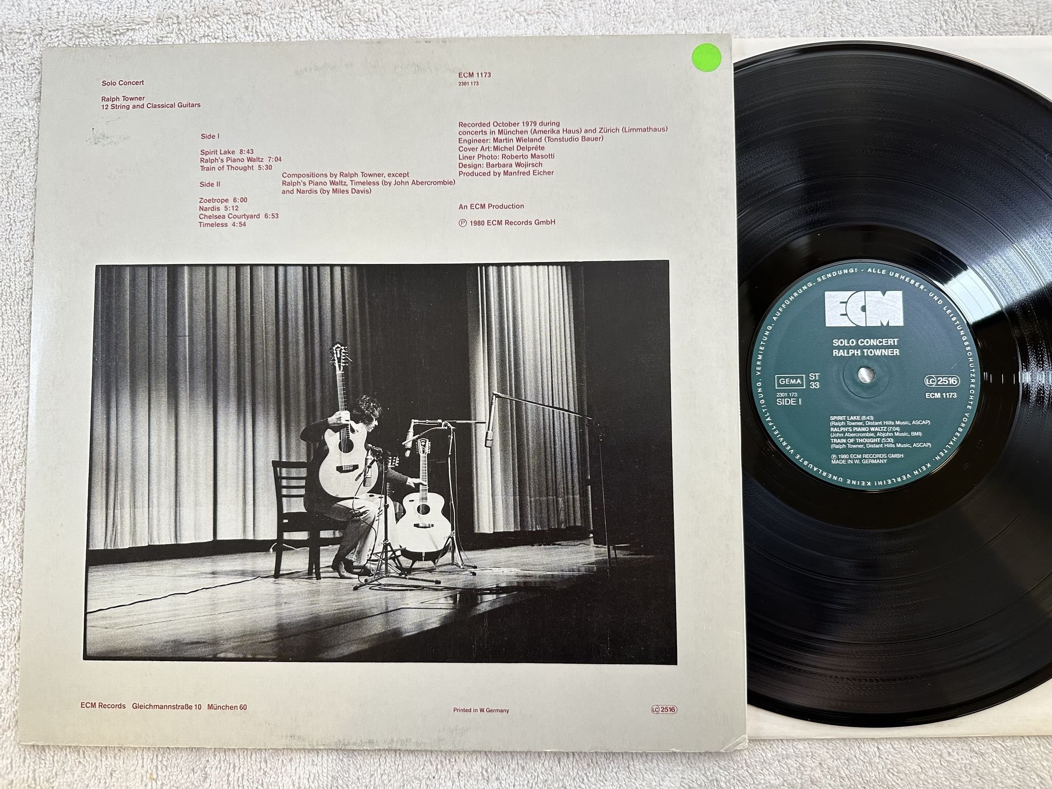 Omslagsbild för skivan RALPH TOWNER solo concert LP -80 Ger ECM 1173