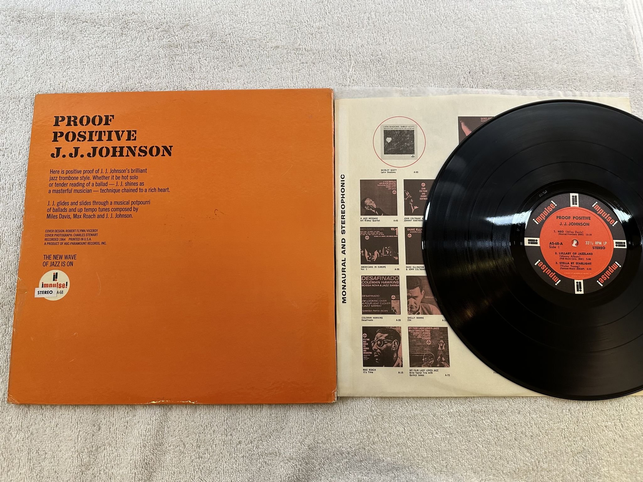 Omslagsbild för skivan JJ JOHNSON proof positiveLP -65 US IMPULSE AS-68