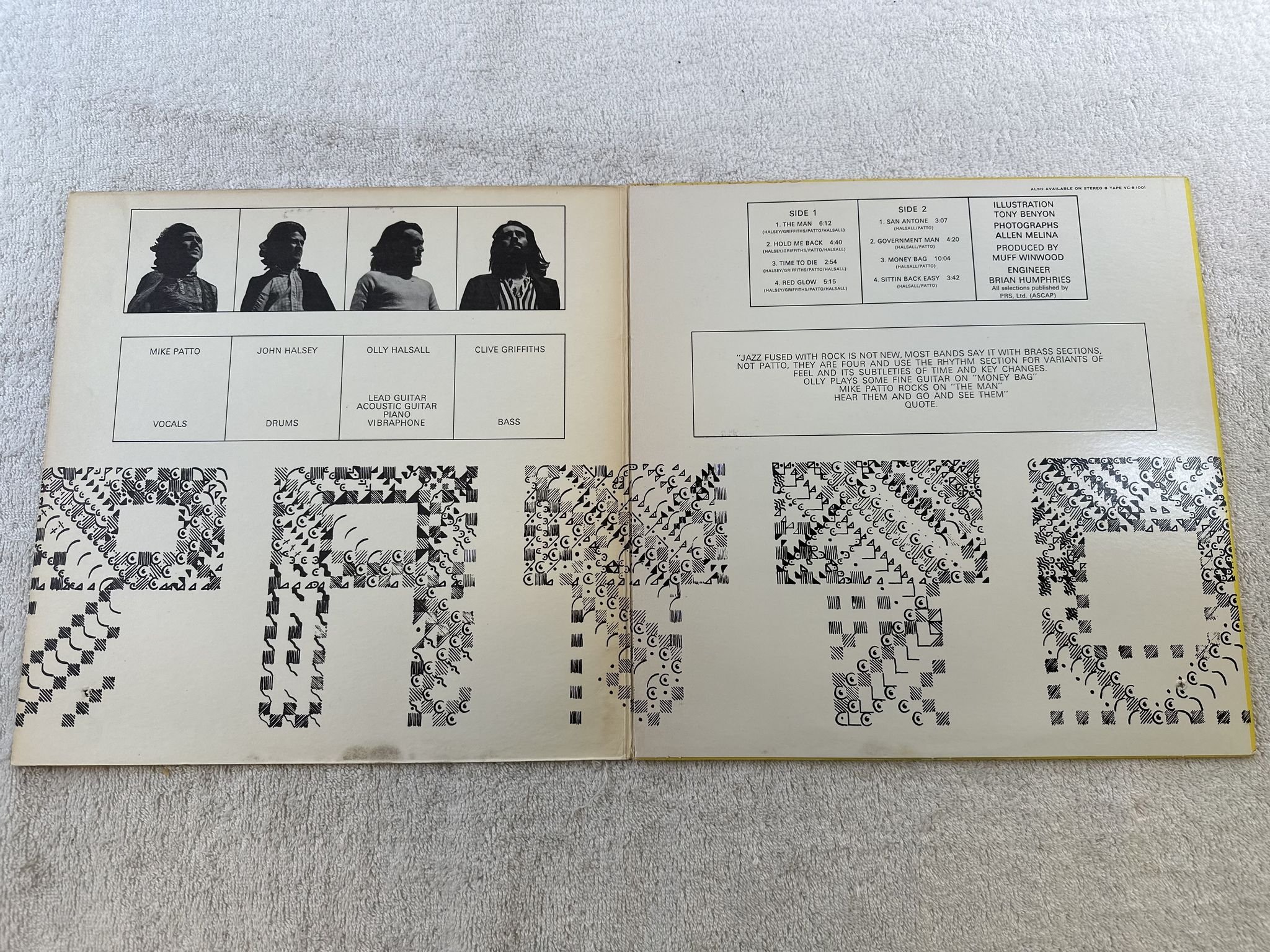 Omslagsbild för skivan PATTO s/t LP -71 US VERTIGO VEL-1001