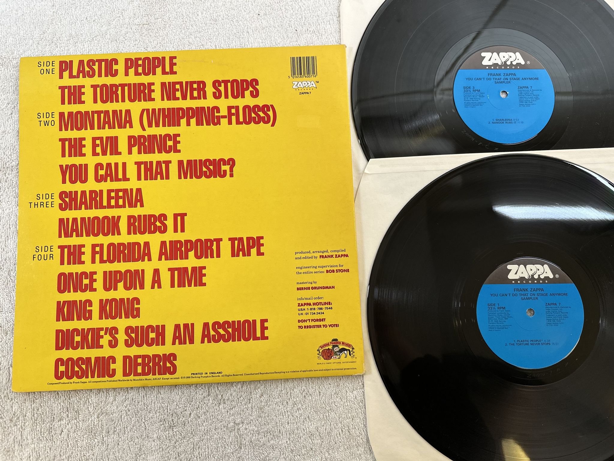 Omslagsbild för skivan FRANK ZAPPA you can't do that on stage anymore sampler 2xLP -88 ZAPPA 7